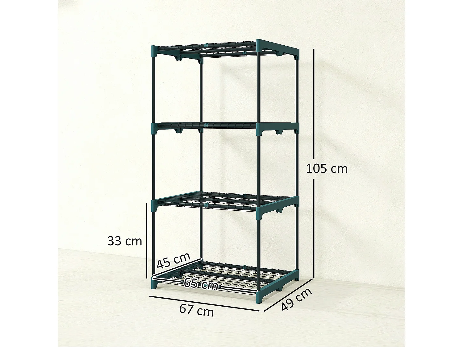 Portapiante a 4 livelli in acciaio e plastica 67x49x105 cm verde scuro