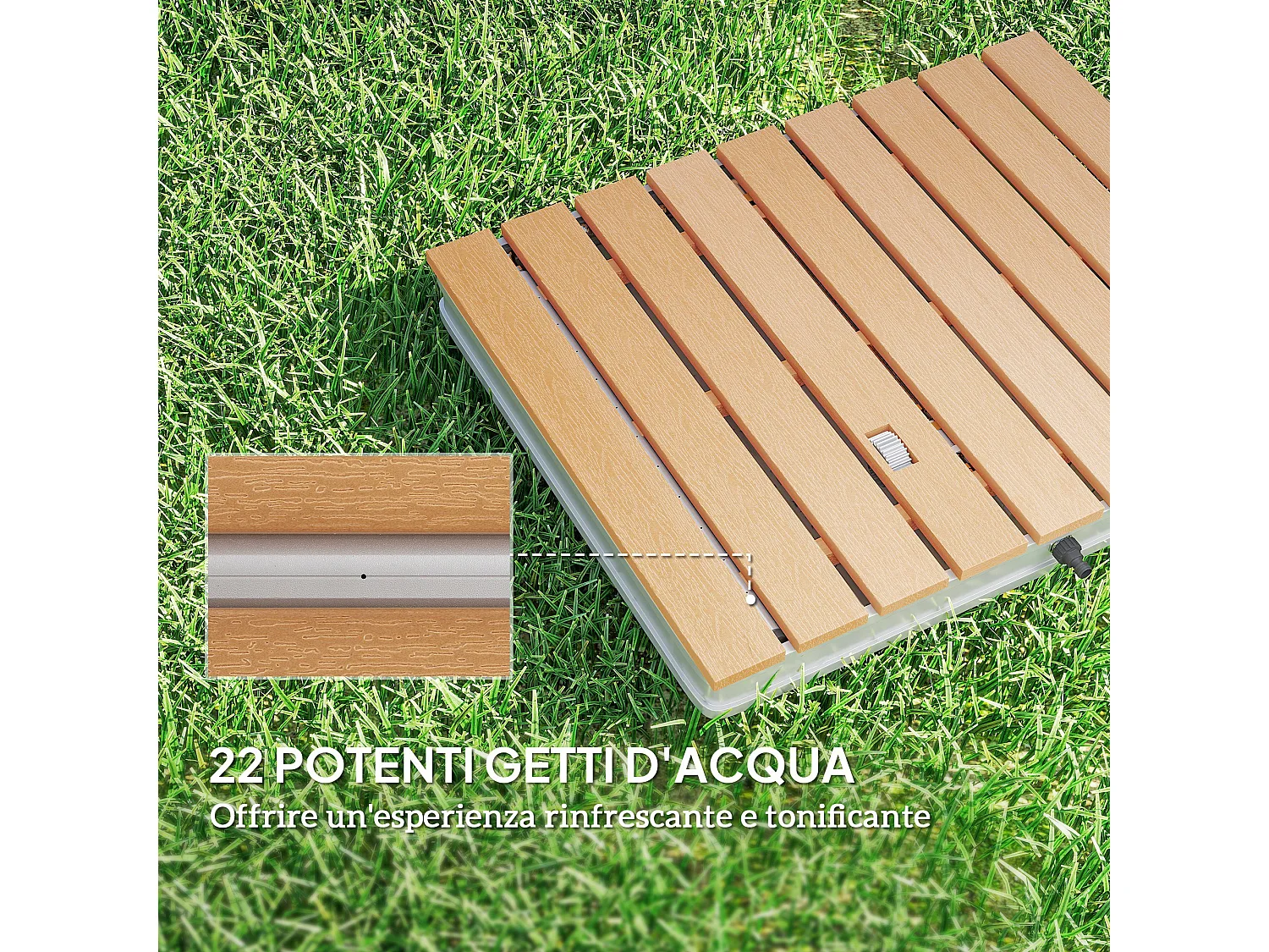 Doccia da giardino portatile altezza 4 m getti regolabili rettangolare