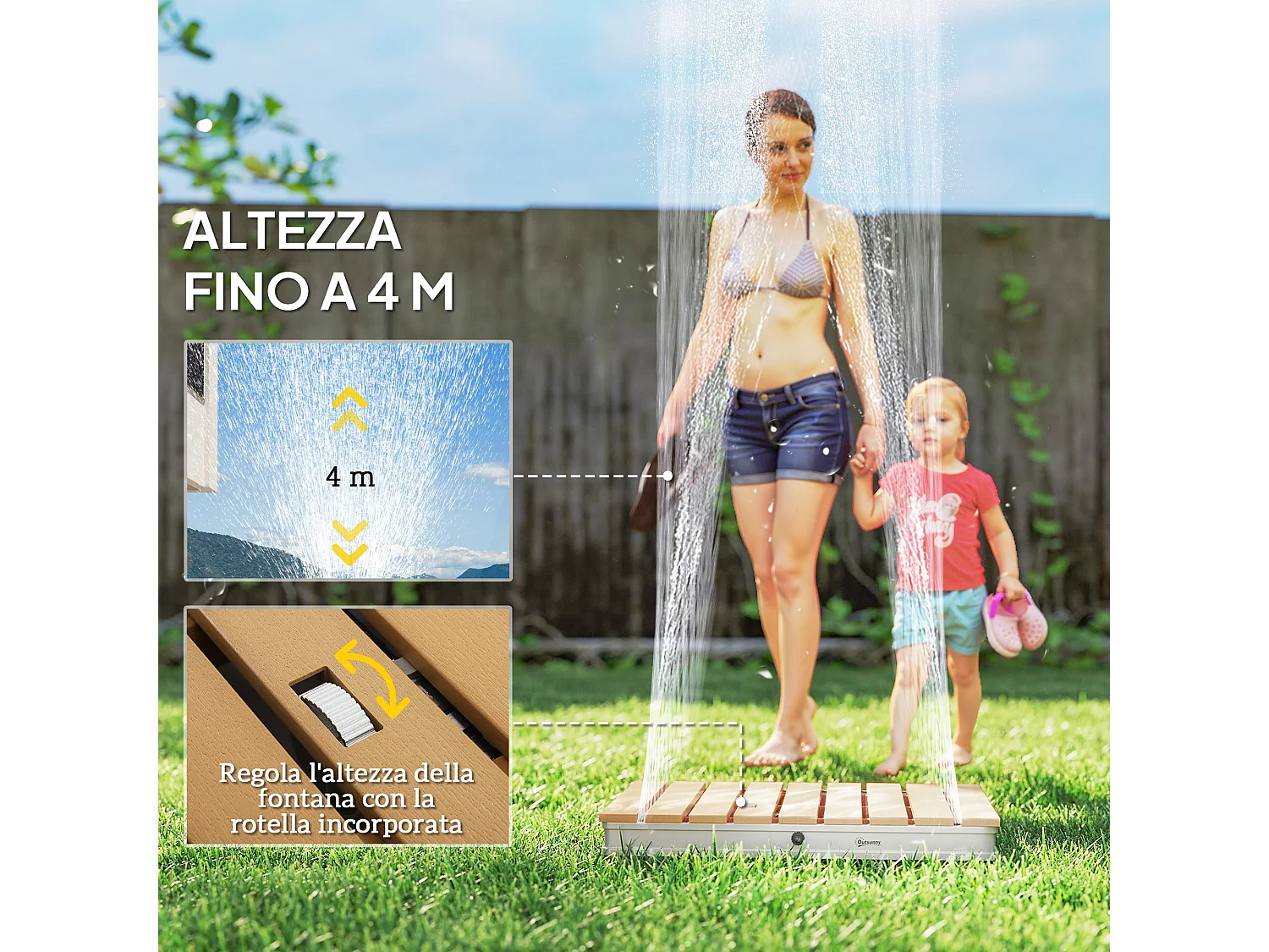 Doccia da giardino portatile altezza 4 m getti regolabili rettangolare