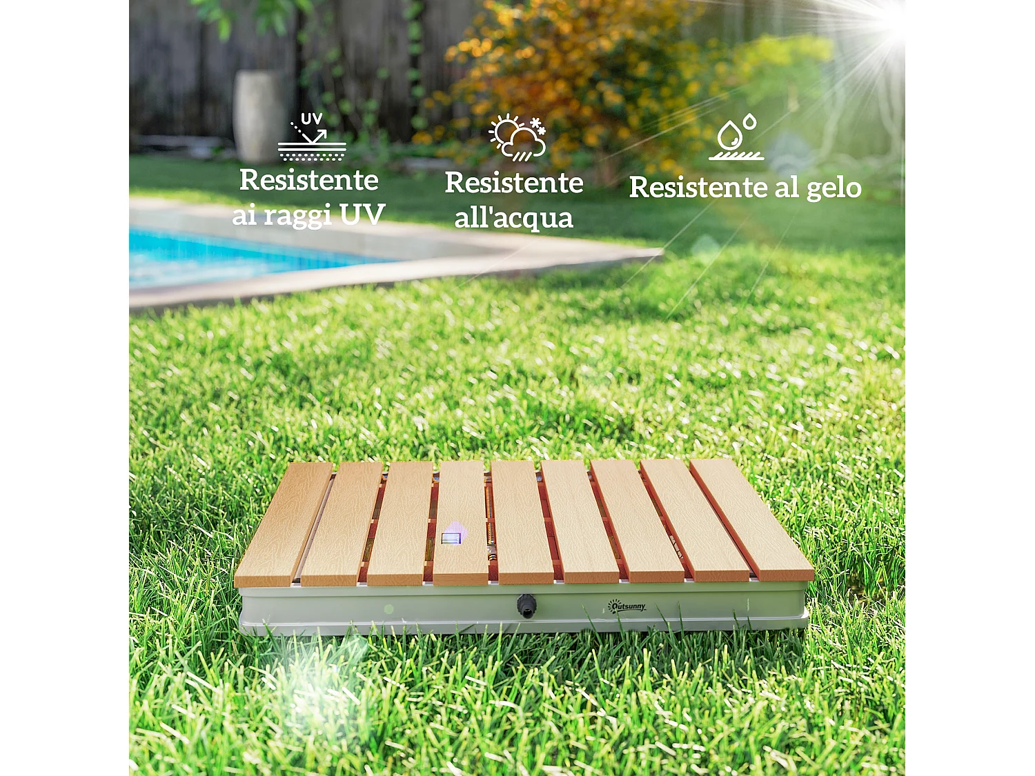 Doccia da giardino portatile altezza 4 m getti regolabili rettangolare