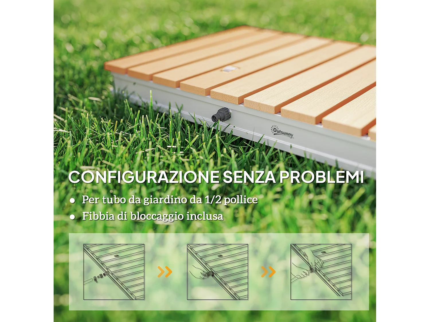 Doccia da giardino portatile altezza 4 m getti regolabili rettangolare