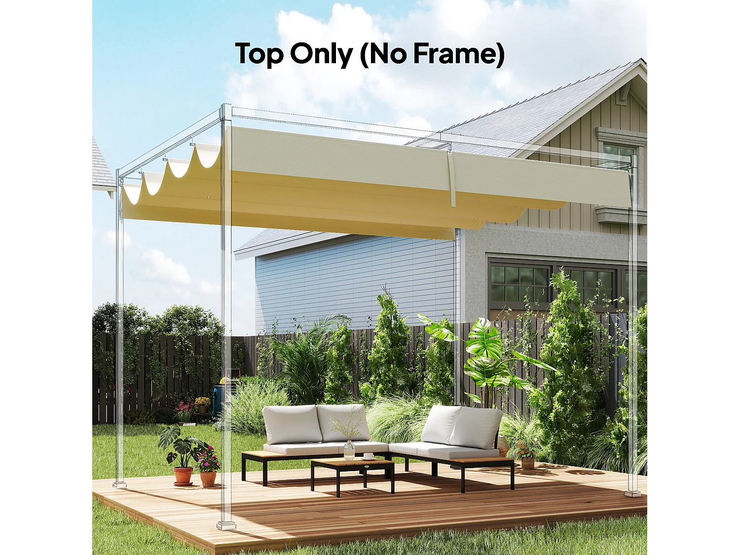 Telo di Ricambio per Gazebo Pergola con 8 Fori di Drenaggio in Poliestere Traspirante Protezione UV30