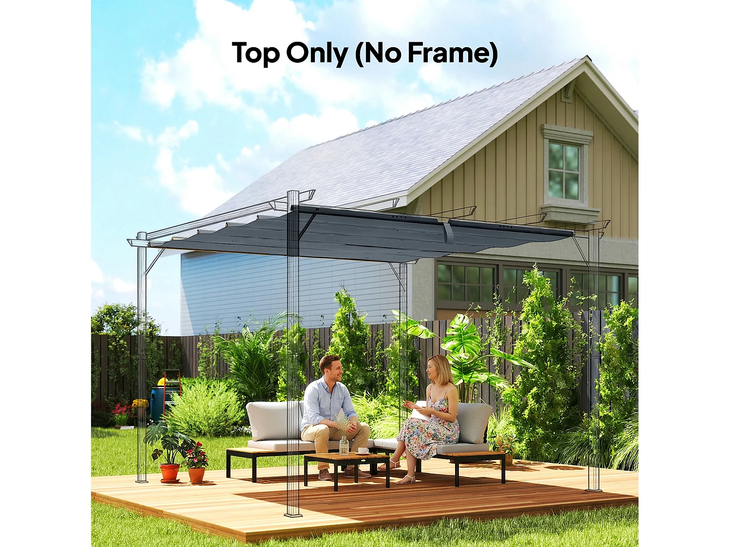 Telo di ricambio per pergola 3x3 m in poliestere uv30+ grigio