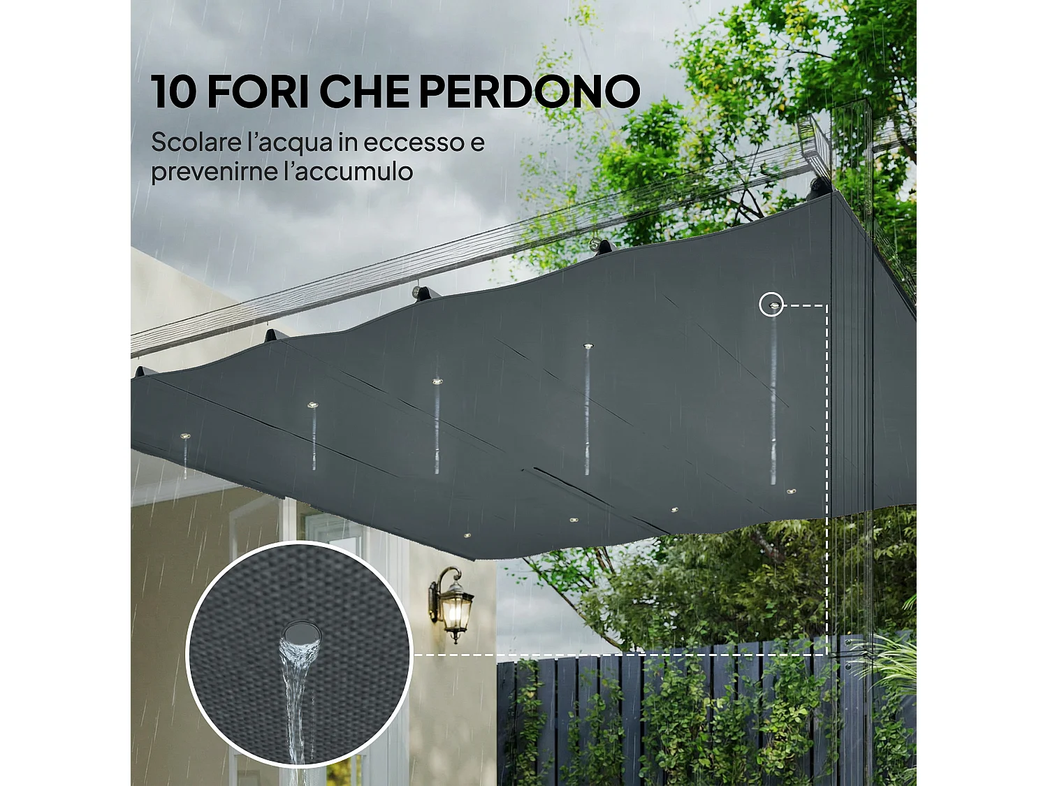 Telo di ricambio per pergola 3x3 m in poliestere uv30+ grigio