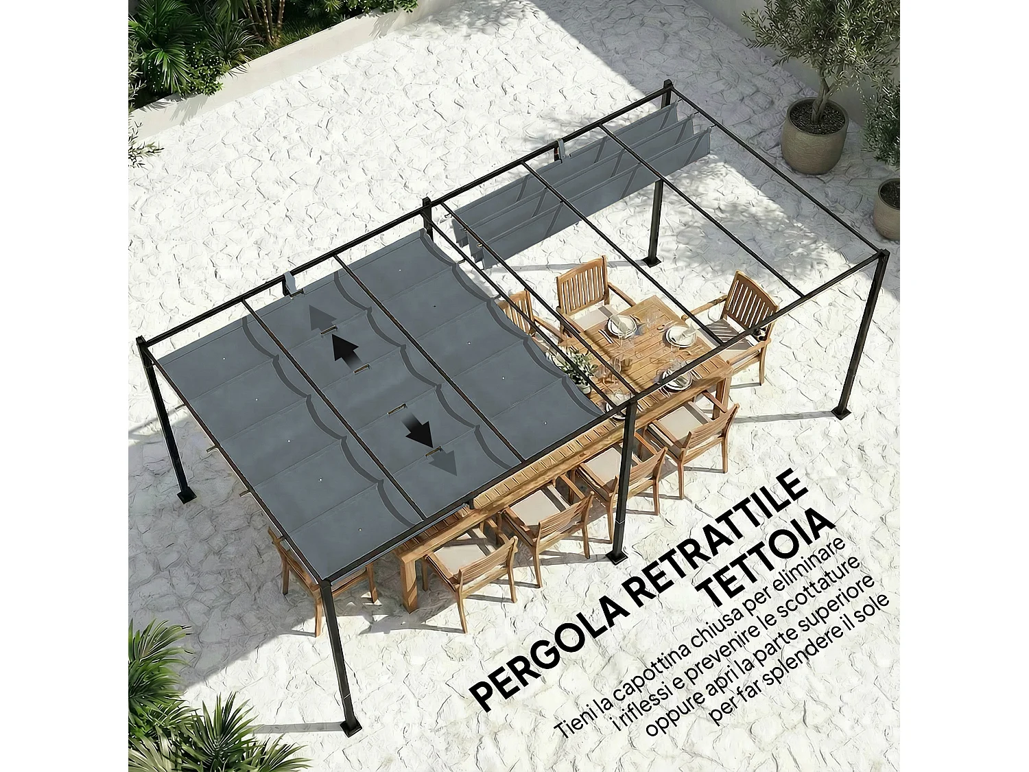 Telo di ricambio per pergola 3x3 m in poliestere uv30+ grigio