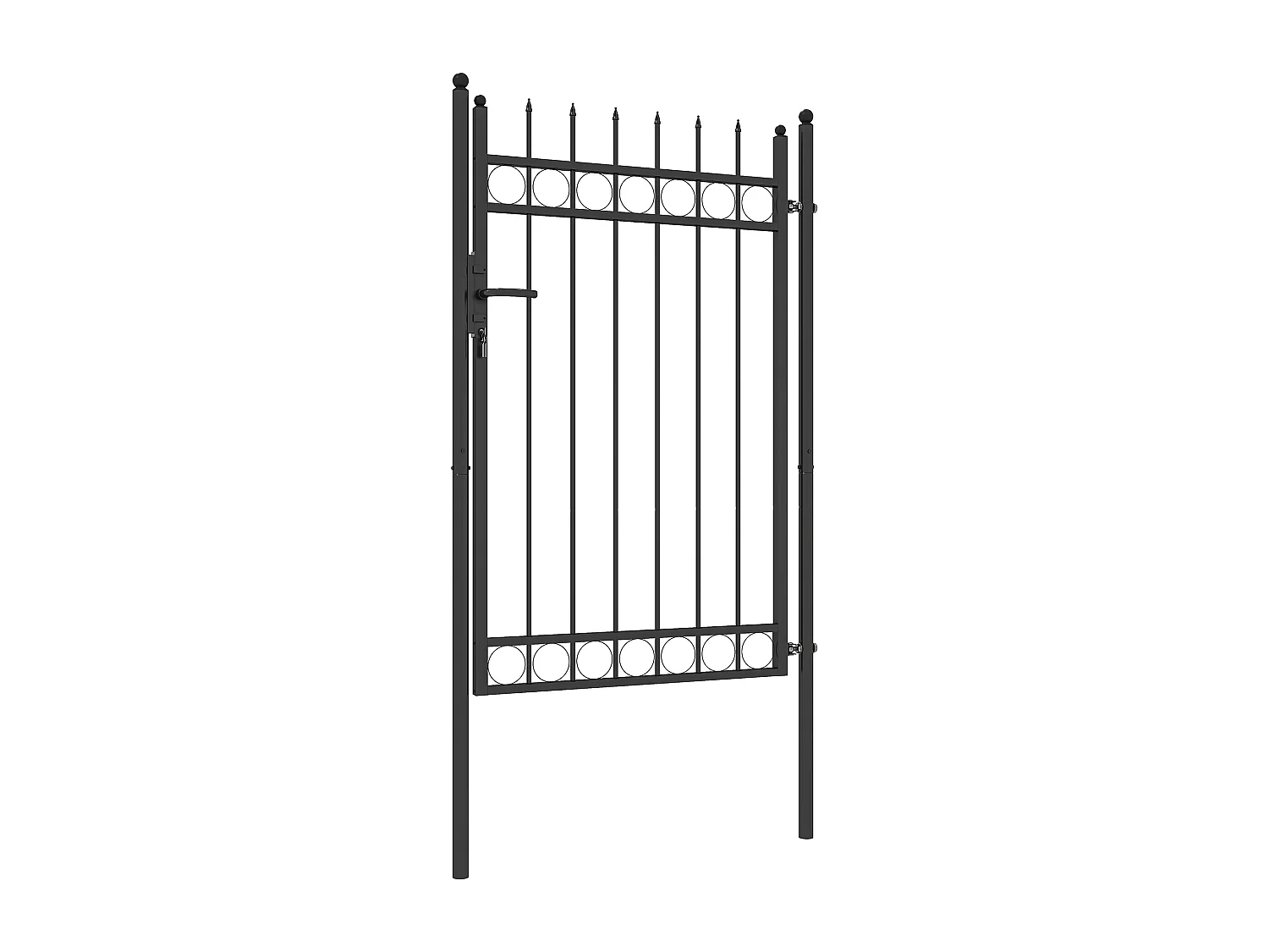 Cancello giardino con maniglia, lucchetto e 3 chiavi in acciaio nero