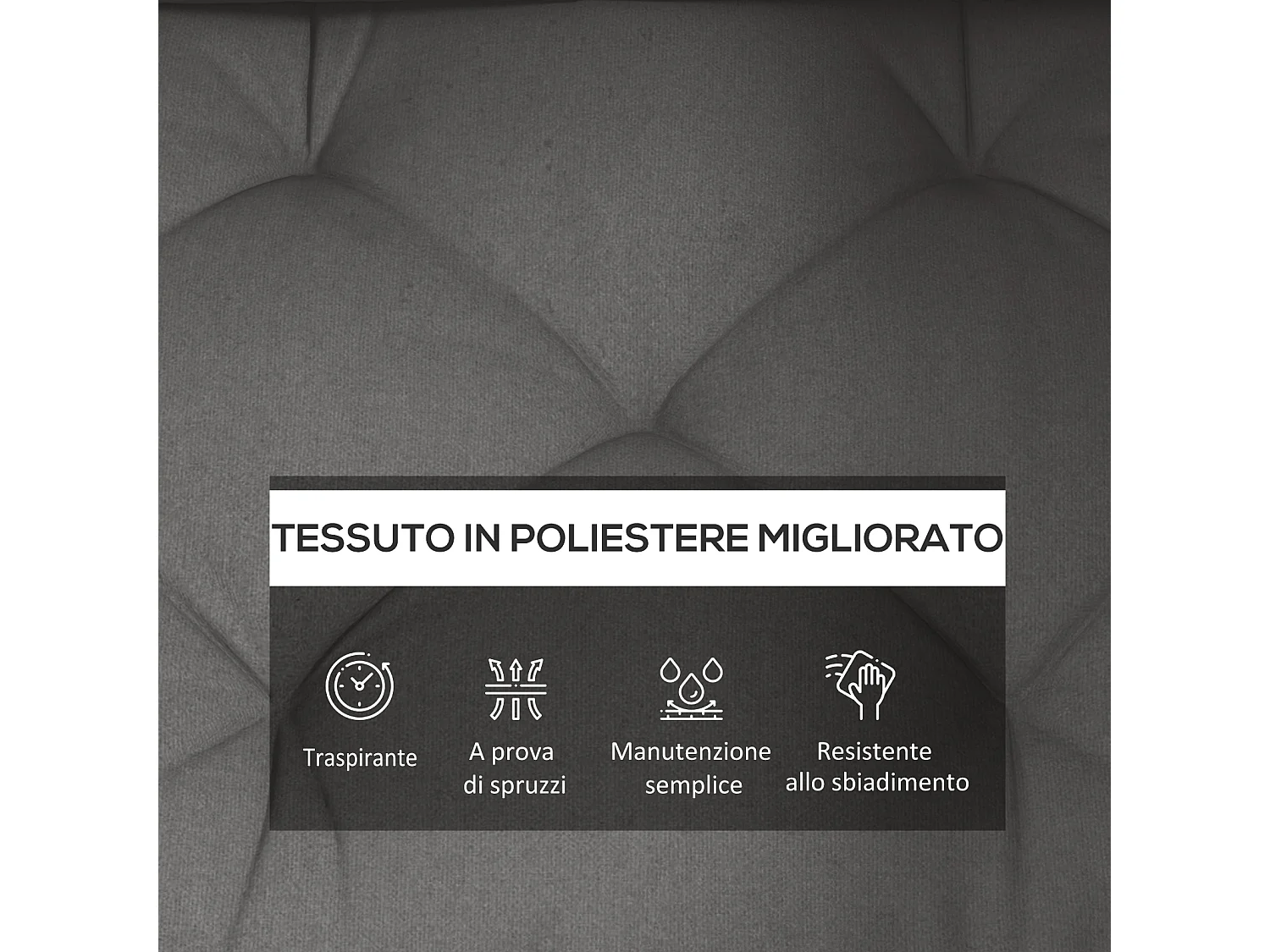 Set 3 pezzi cuscini da giardino in poliestere per divani pallet grigio