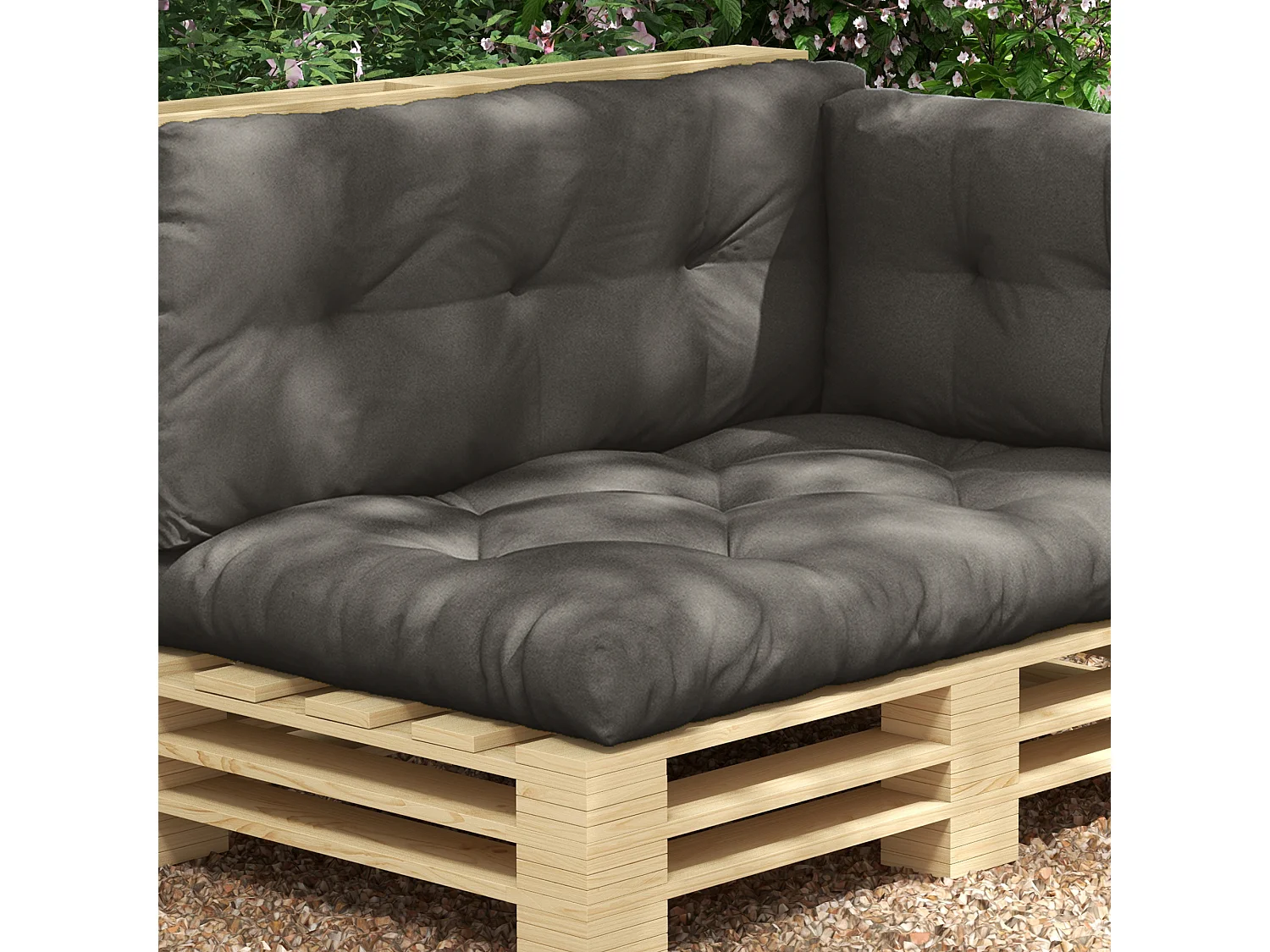 Set 3 pezzi cuscini da giardino in poliestere per divani pallet grigio