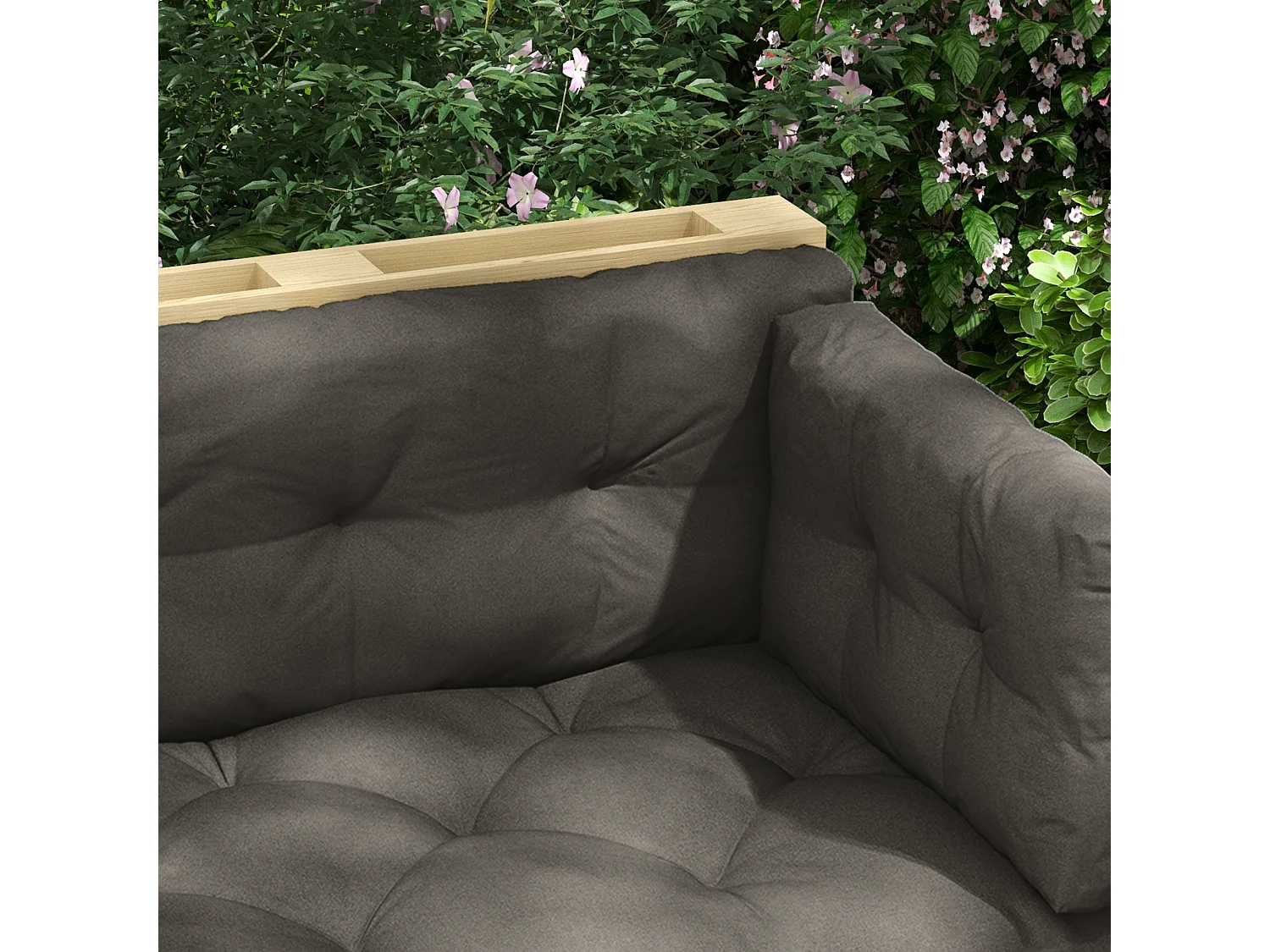 Set 3 pezzi cuscini da giardino in poliestere per divani pallet grigio