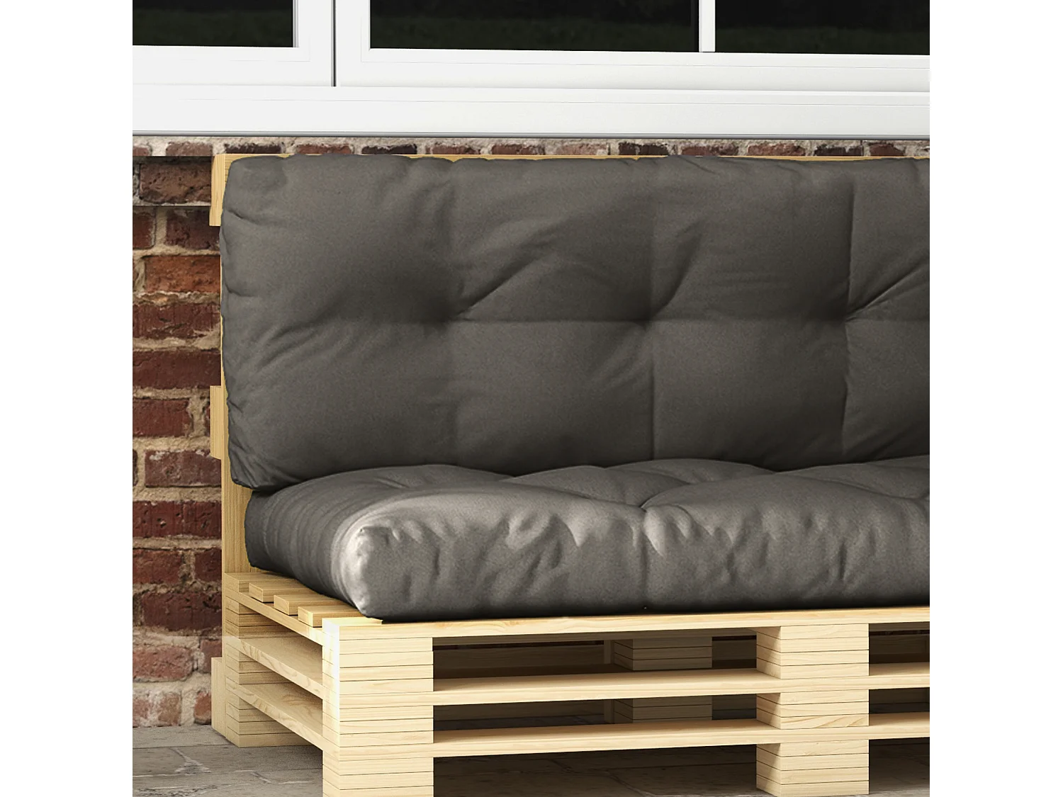 Set 3 pezzi cuscini da giardino in poliestere per divani pallet grigio