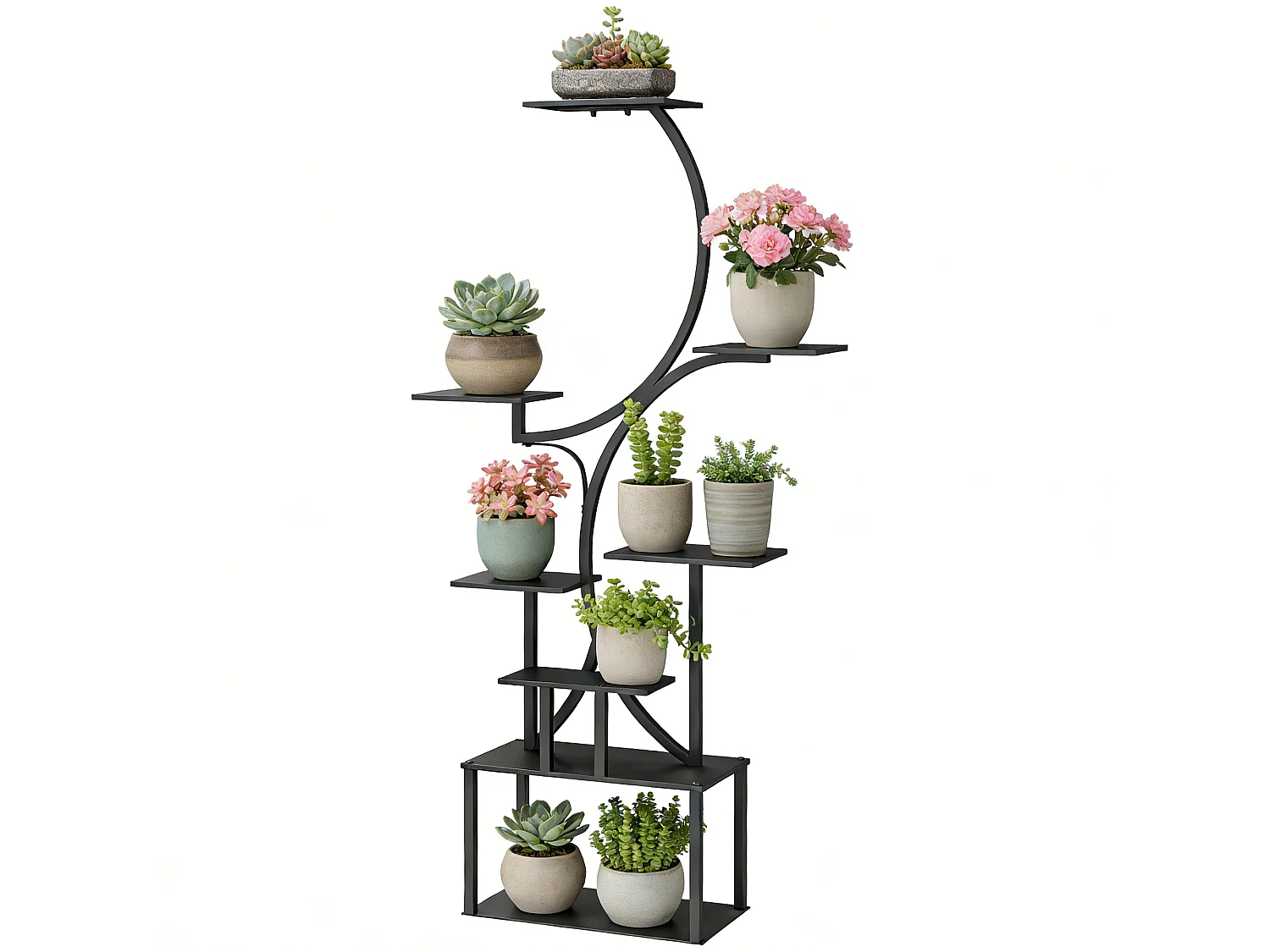 Portapiante a 8 livelli a s in metallo 74x26x158.5 cm nero