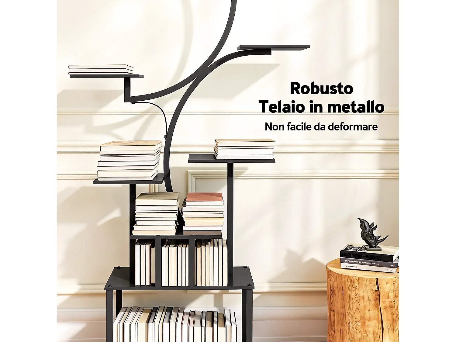 Portapiante a 8 livelli a s in metallo 74x26x158.5 cm nero