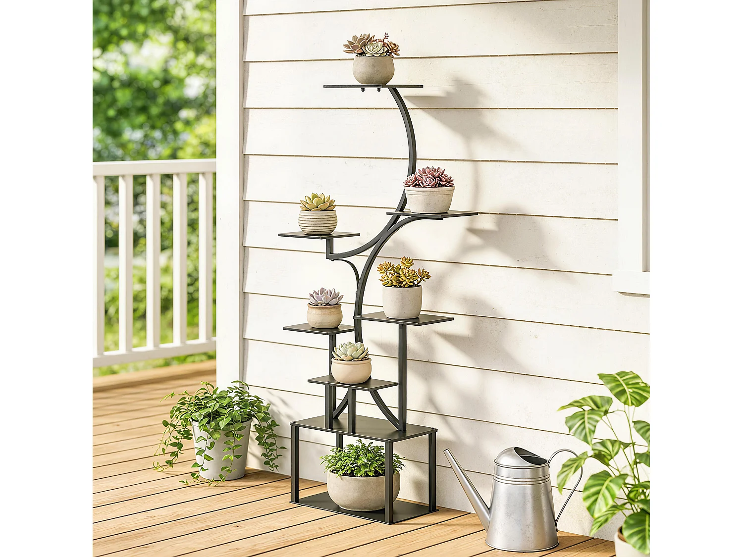 Portapiante a 8 livelli a s in metallo 74x26x158.5 cm nero