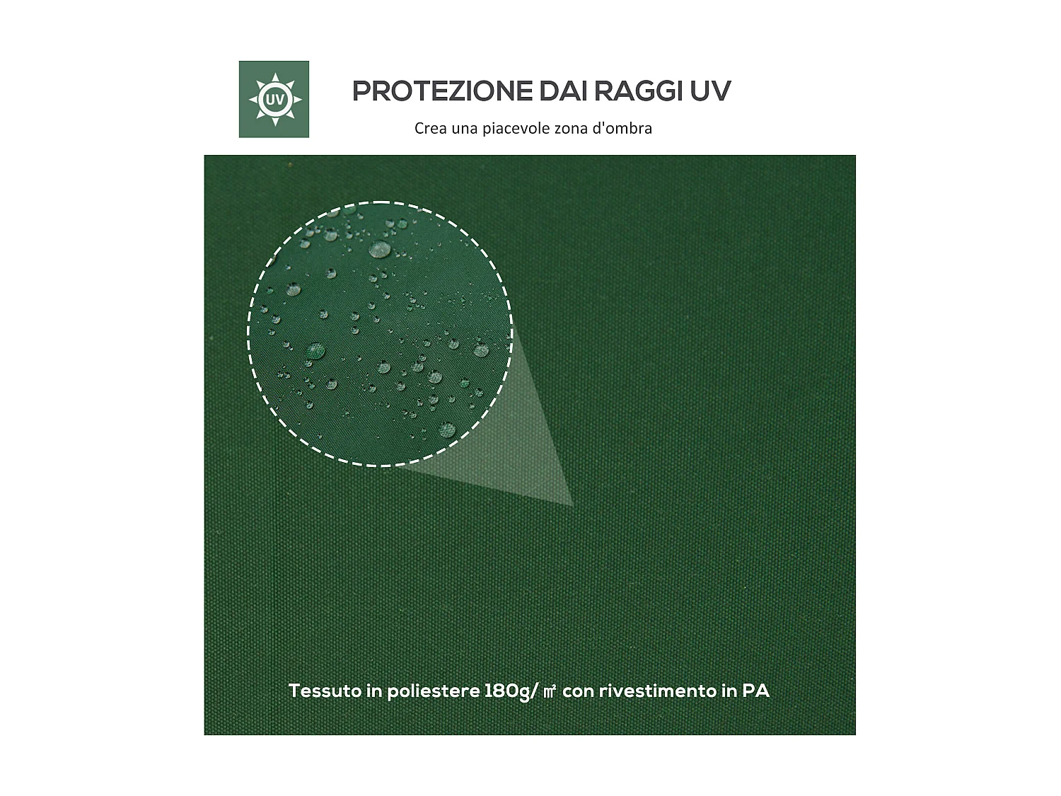 Copertura per gazebo 4x3 di ricambio a 2 livelli con cinghie verde