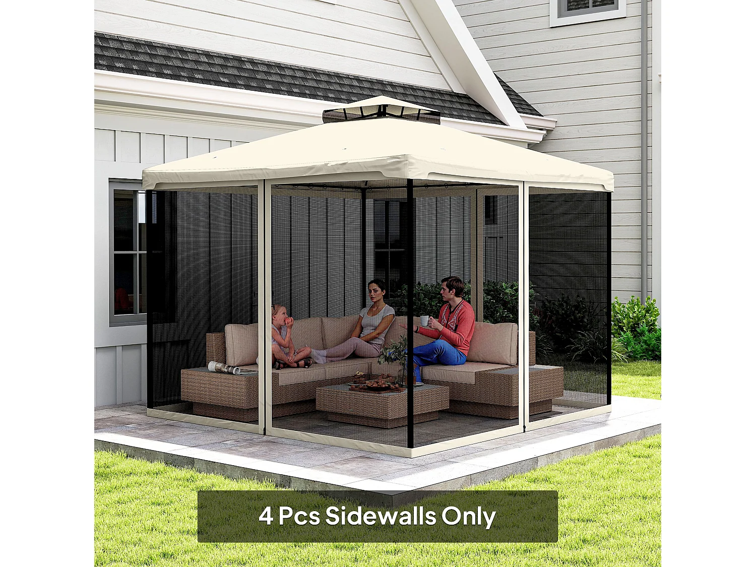Tende zanzariera per gazebo ricambio universale nero e beige