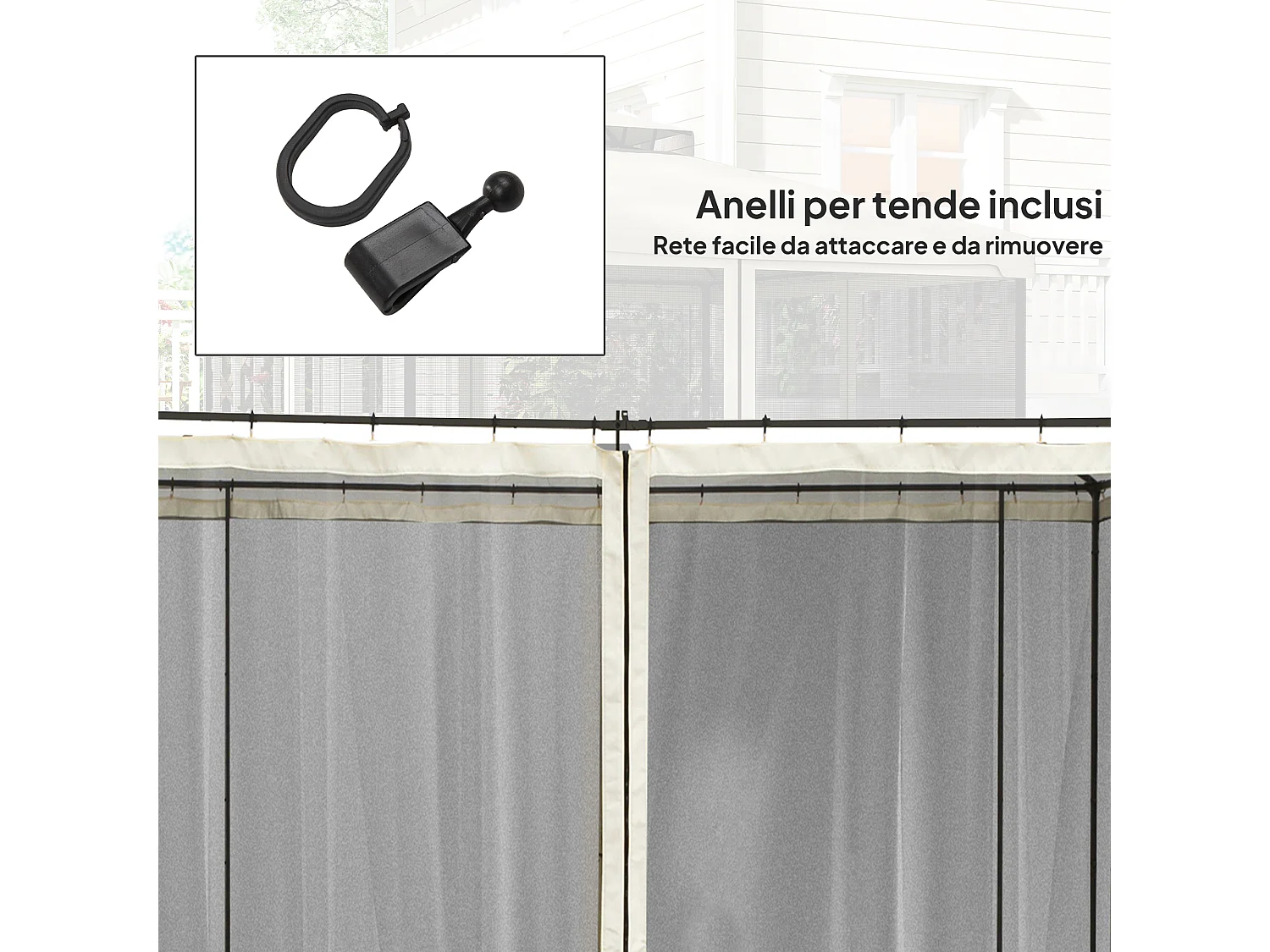 Tende zanzariera per gazebo ricambio universale nero e beige
