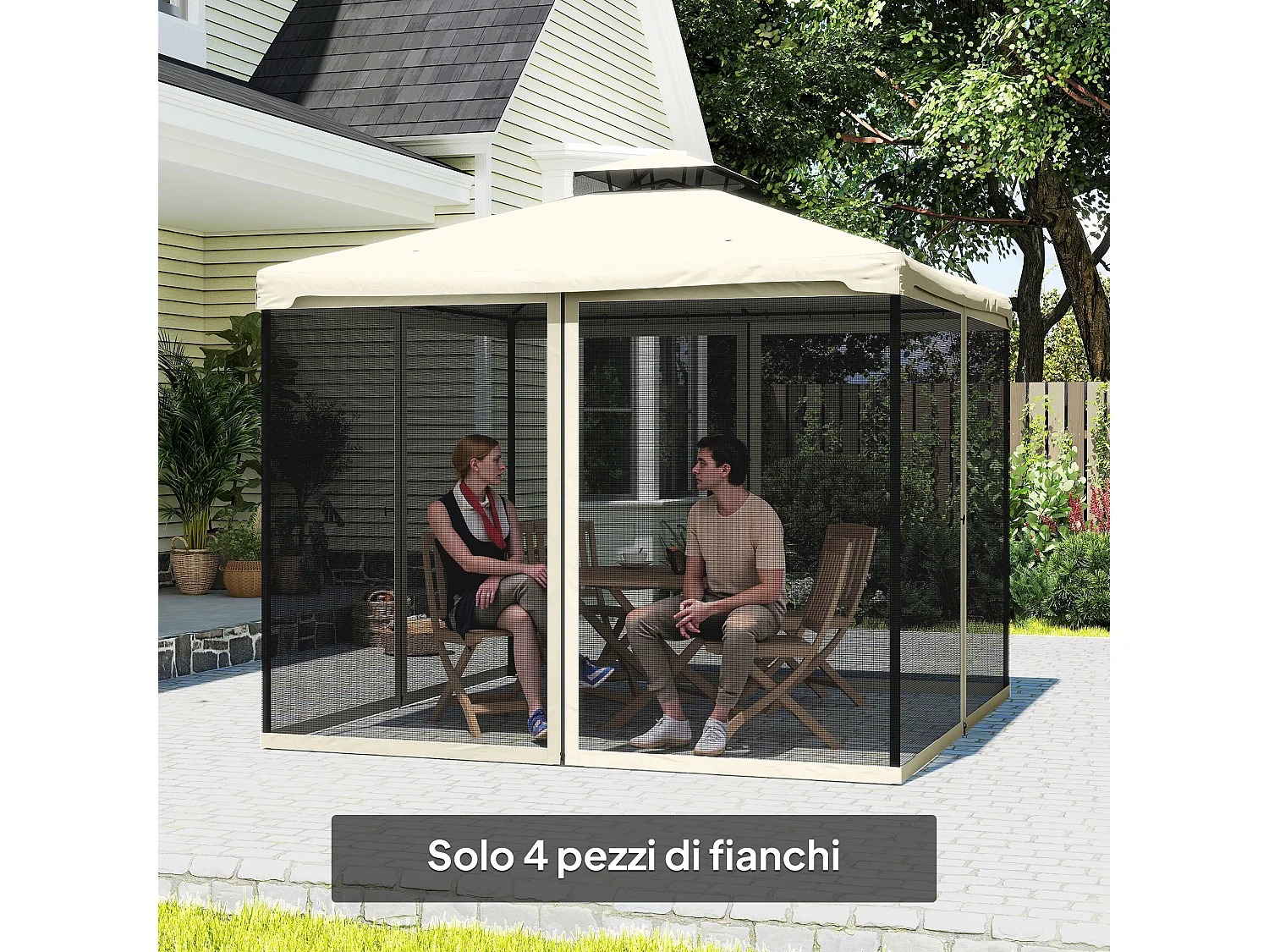 Tende zanzariera per gazebo ricambio universale nero e beige