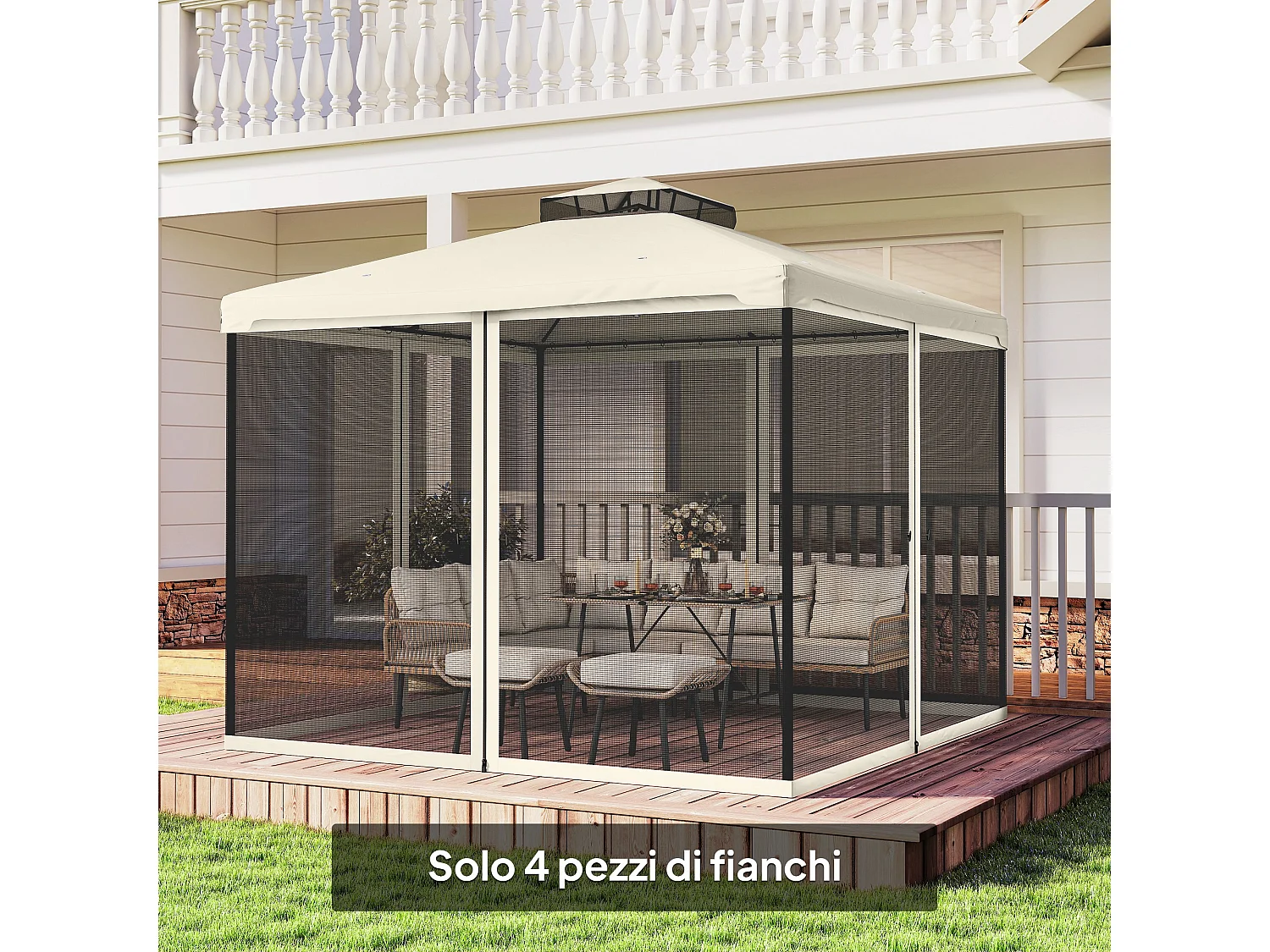 Tende zanzariera per gazebo ricambio universale nero e beige