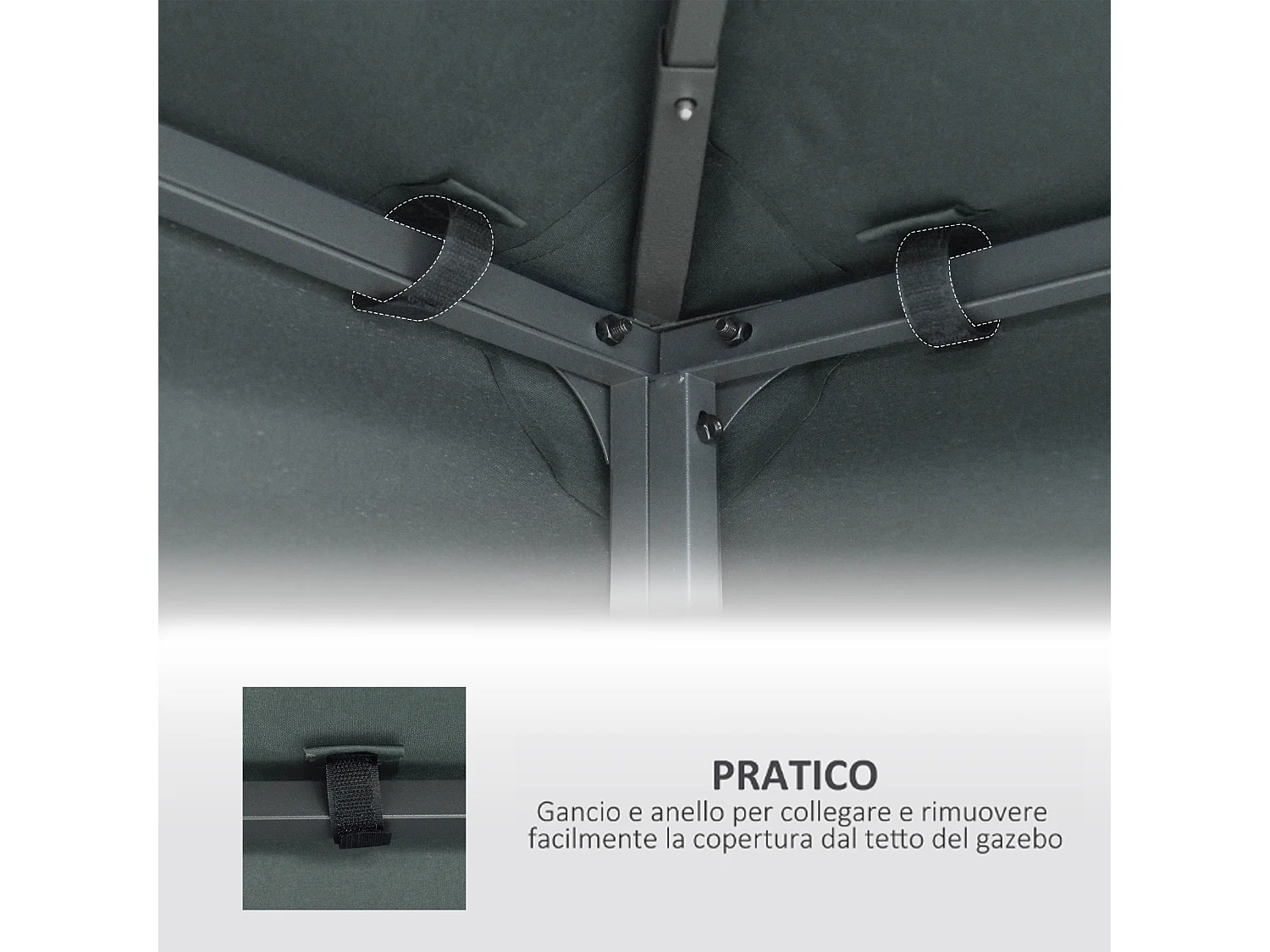 Tetto di ricambio per gazebo 3x3m a 2 livelli grigio scuro