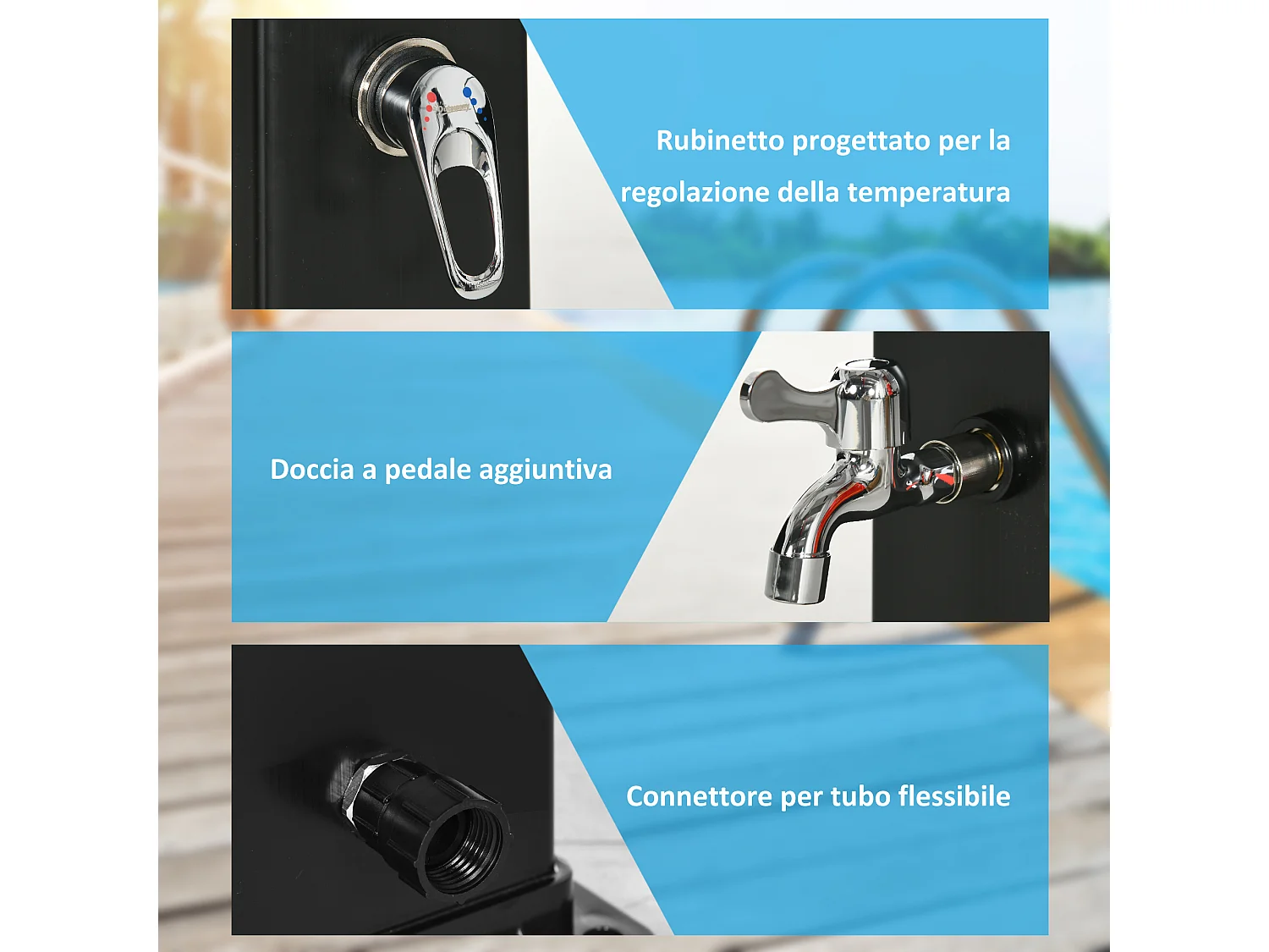 Doccia solare da esterno 40 litri e temperatura 60 gradi nero