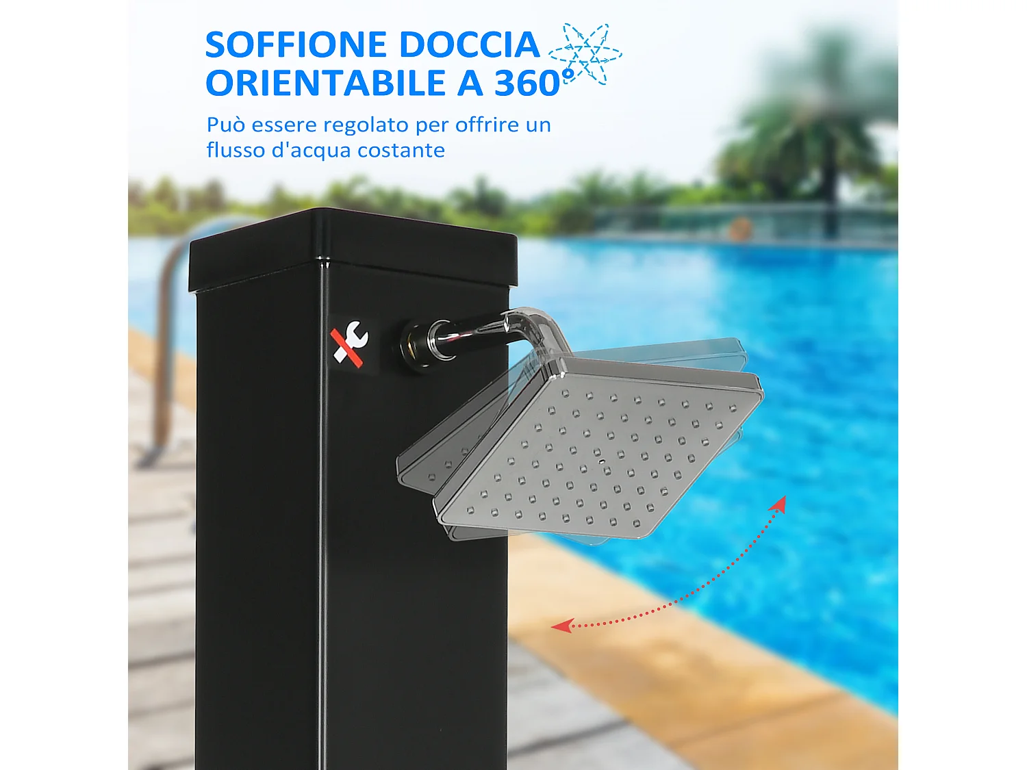 Doccia solare da esterno 40 litri e temperatura 60 gradi nero