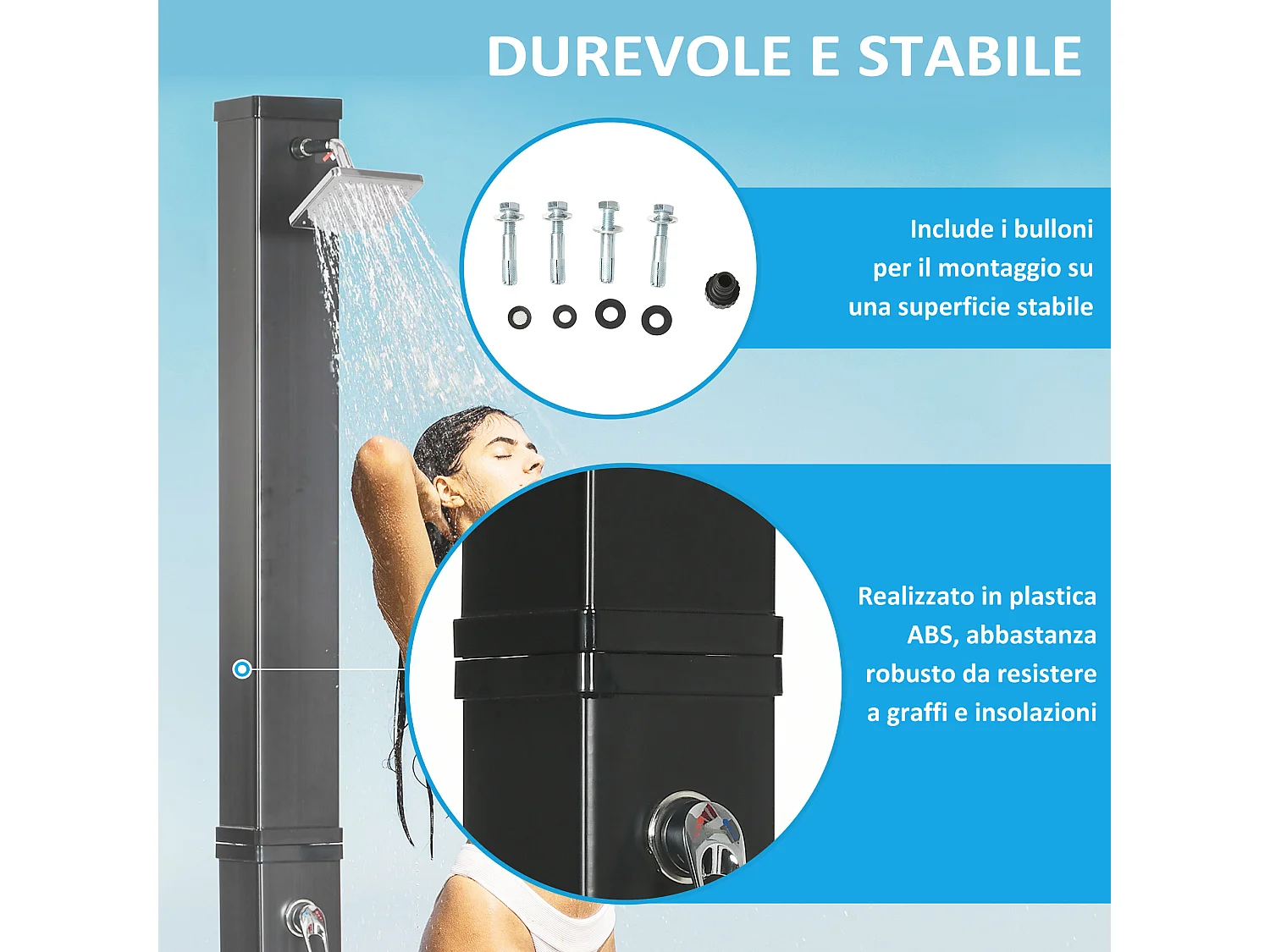 Doccia solare da esterno 40 litri e temperatura 60 gradi nero