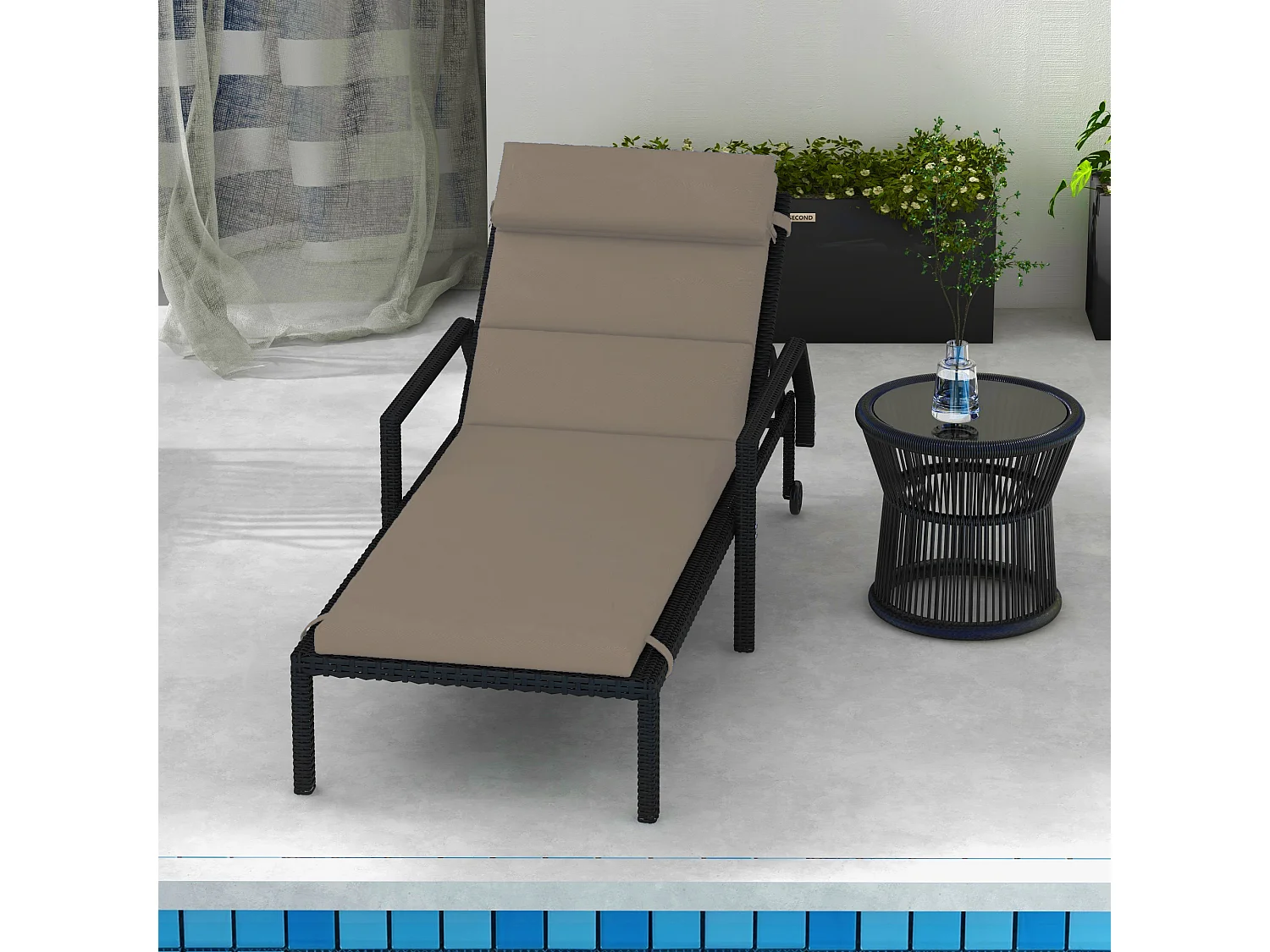 Cuscino per lettino prendisole imbottito con lacci, grigio scuro