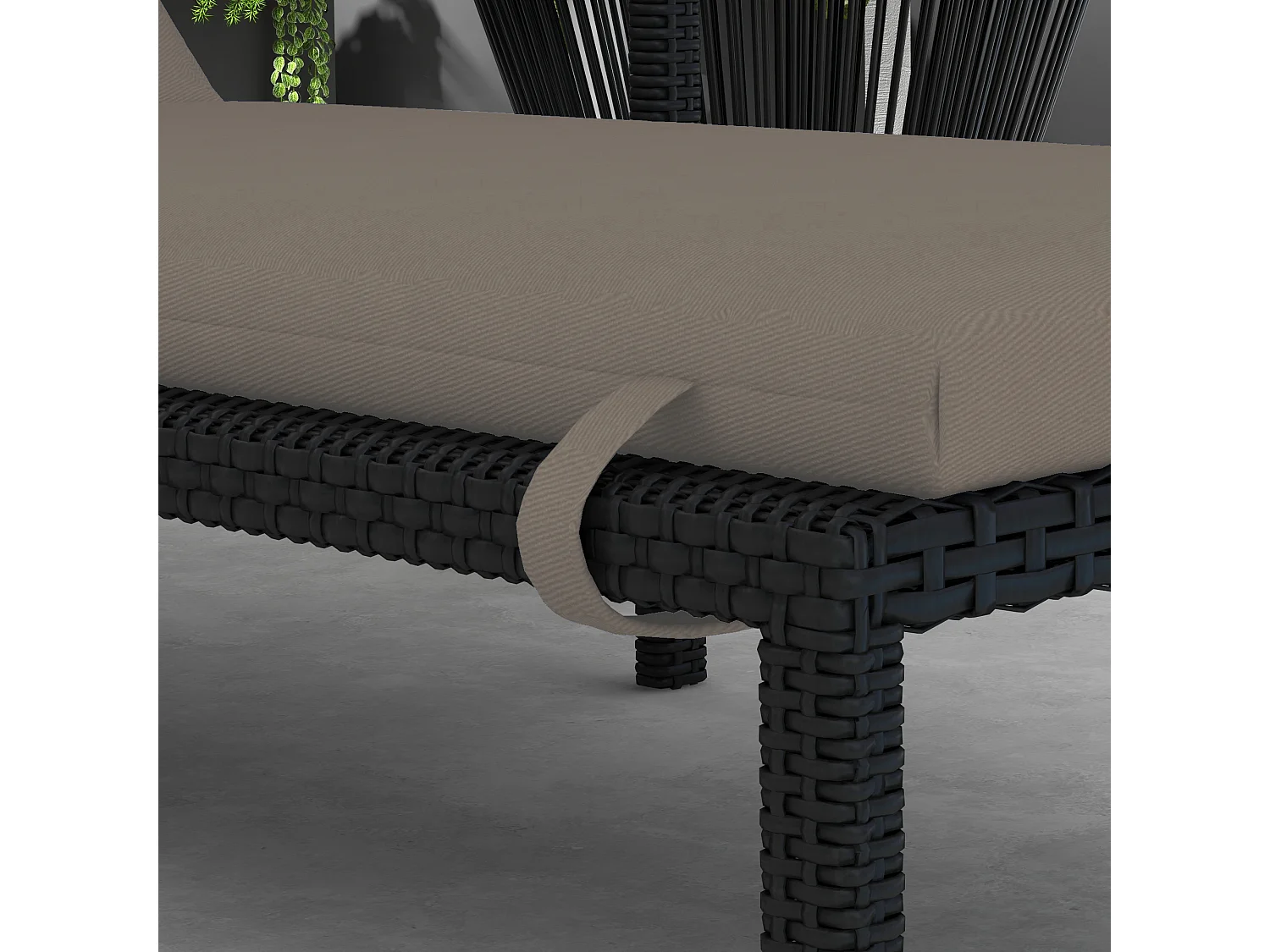 Cuscino per lettino prendisole imbottito con lacci, grigio scuro