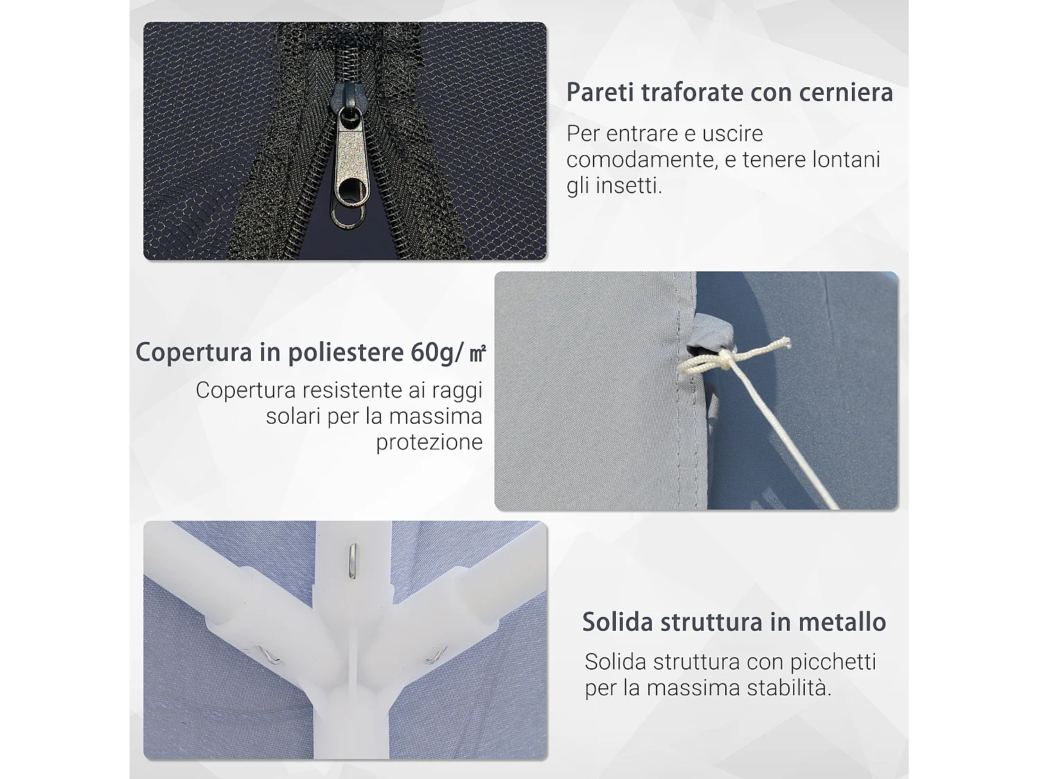 Gazebo da giardino 3x3 m con zanzariera copertura e struttura