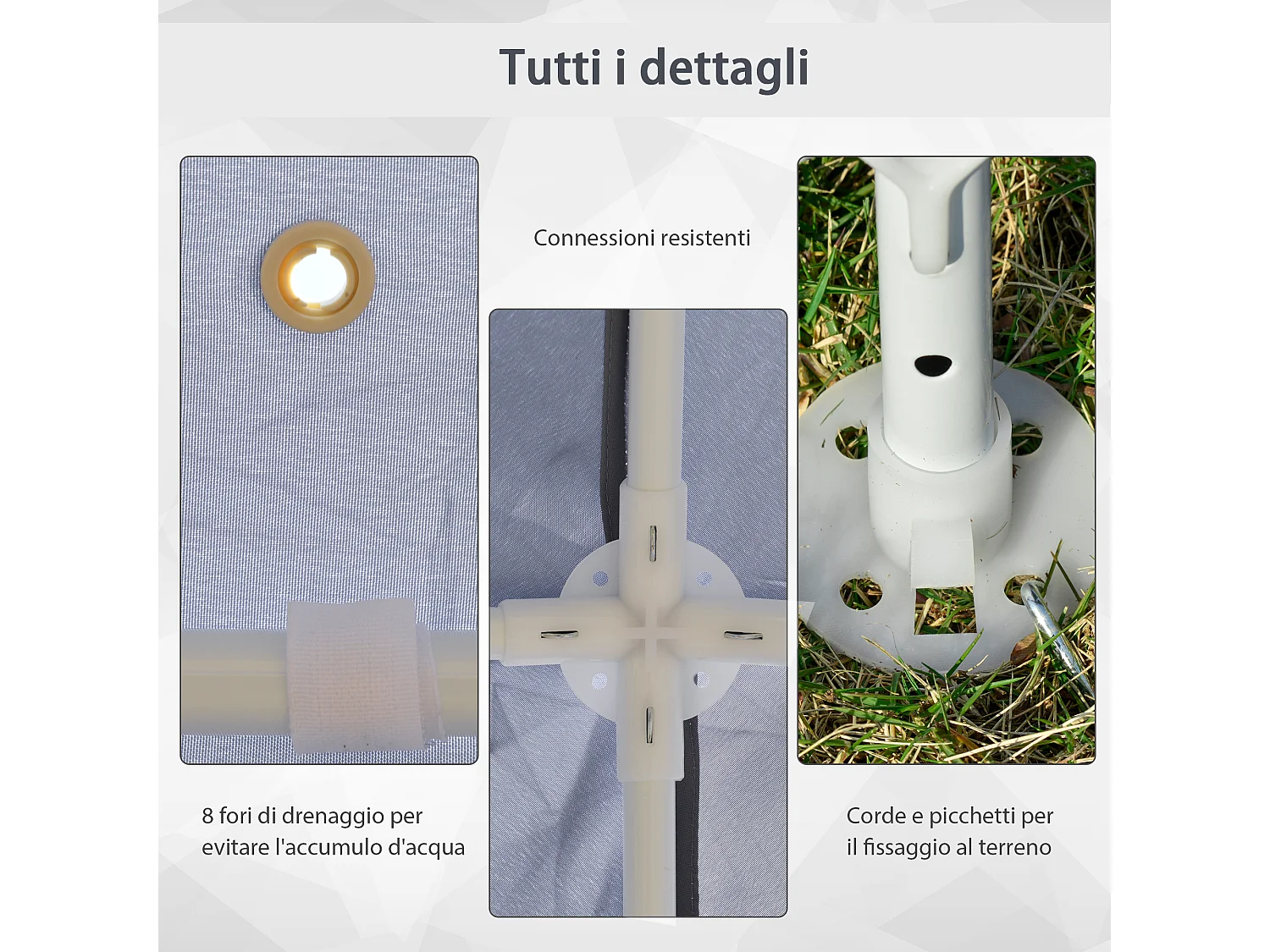 Gazebo da giardino 3x3 m con zanzariera copertura e struttura