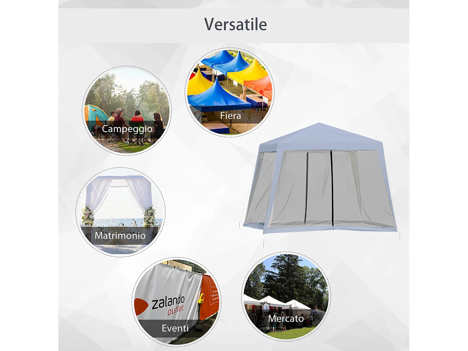 Gazebo da giardino 3x3 m con zanzariera copertura e struttura