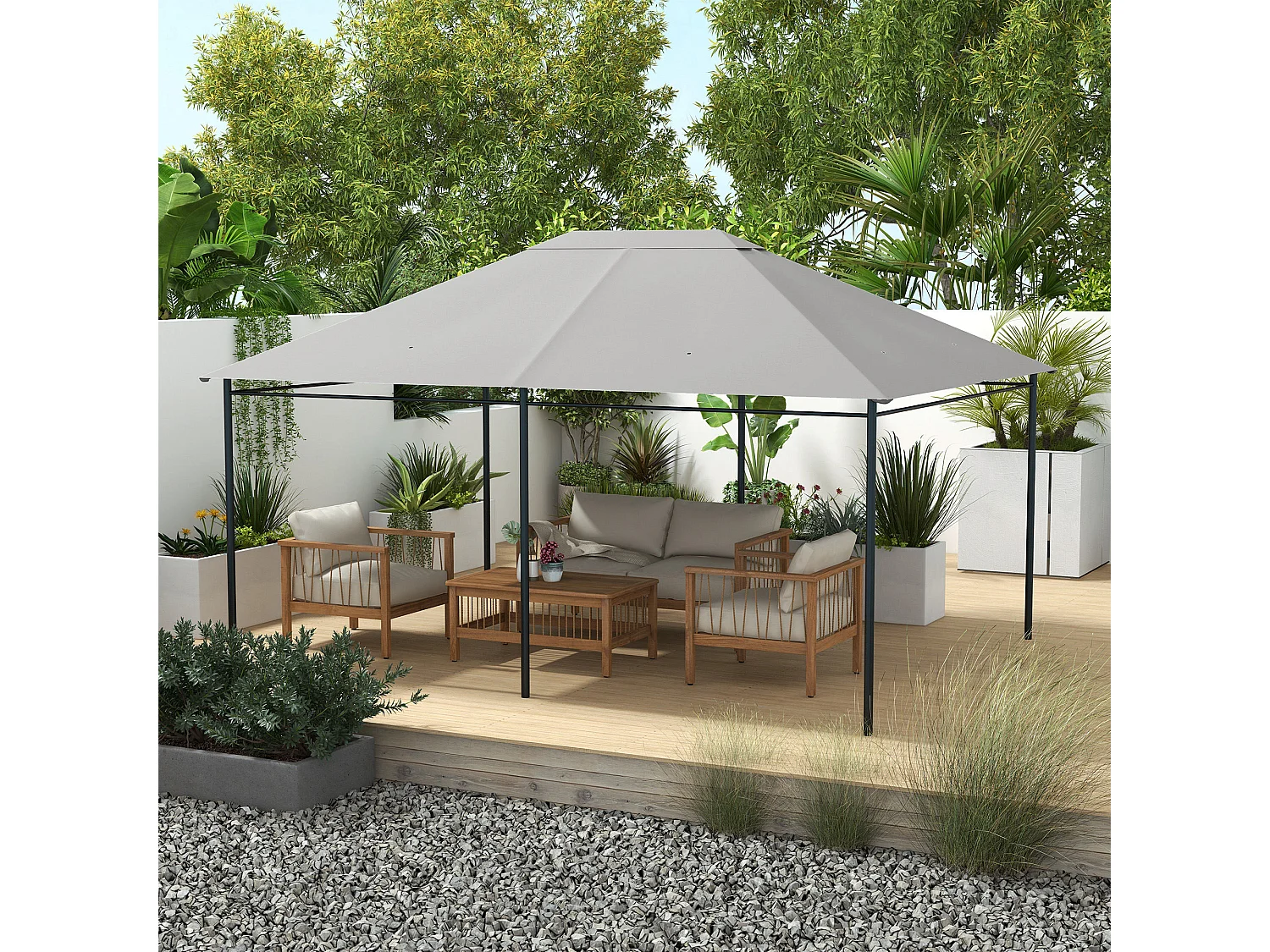 Tetto di ricambio per gazebo 4x3m anti uv in poliestere grigio chiaro