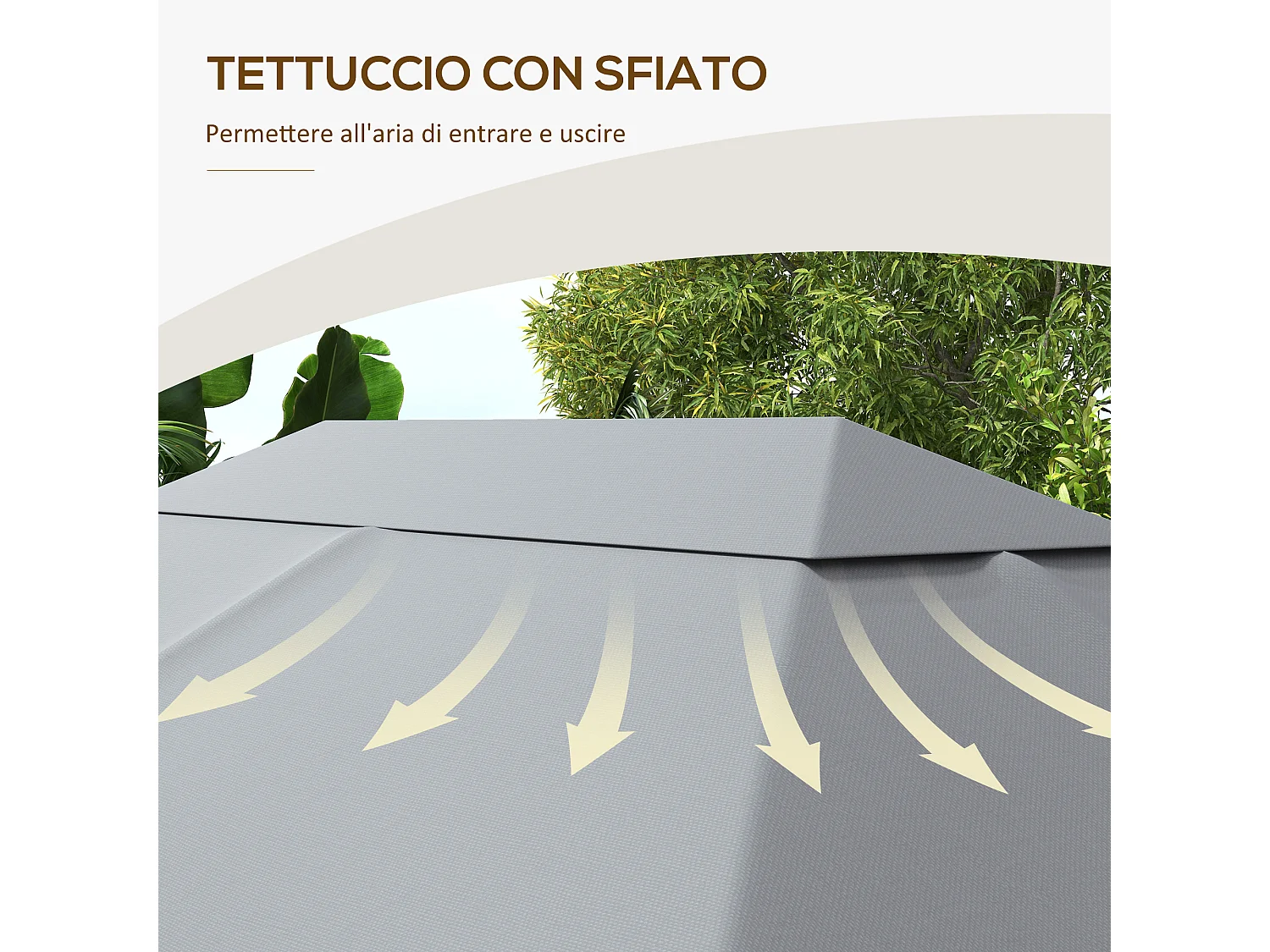 Tetto di ricambio per gazebo 4x3m anti uv in poliestere grigio chiaro