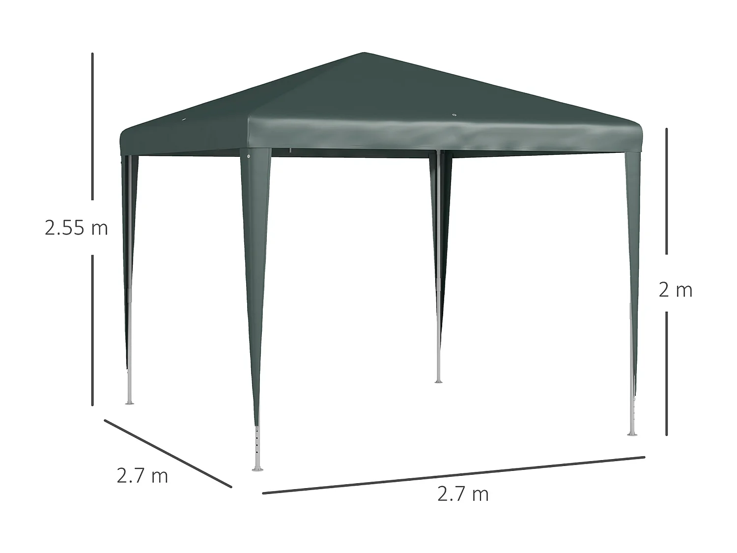 Gazebo da giardino con viti e corde in acciaio pe verde scuro