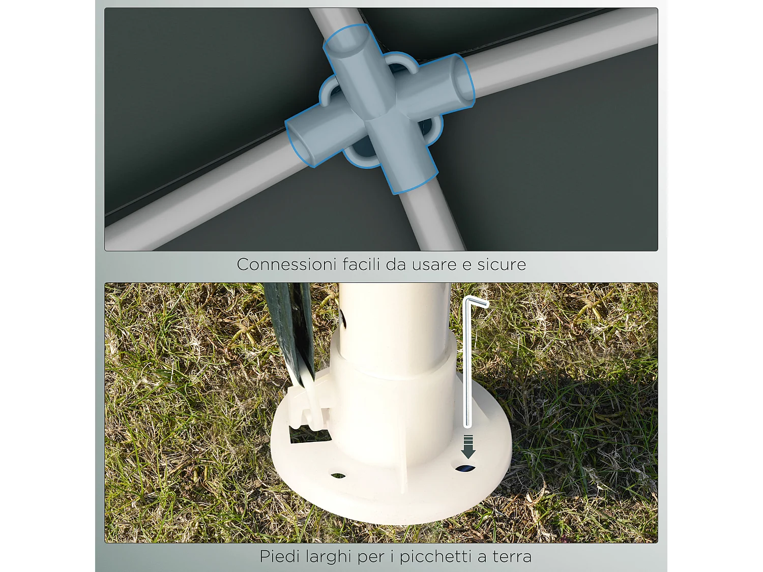 Gazebo da giardino con viti e corde in acciaio pe verde scuro