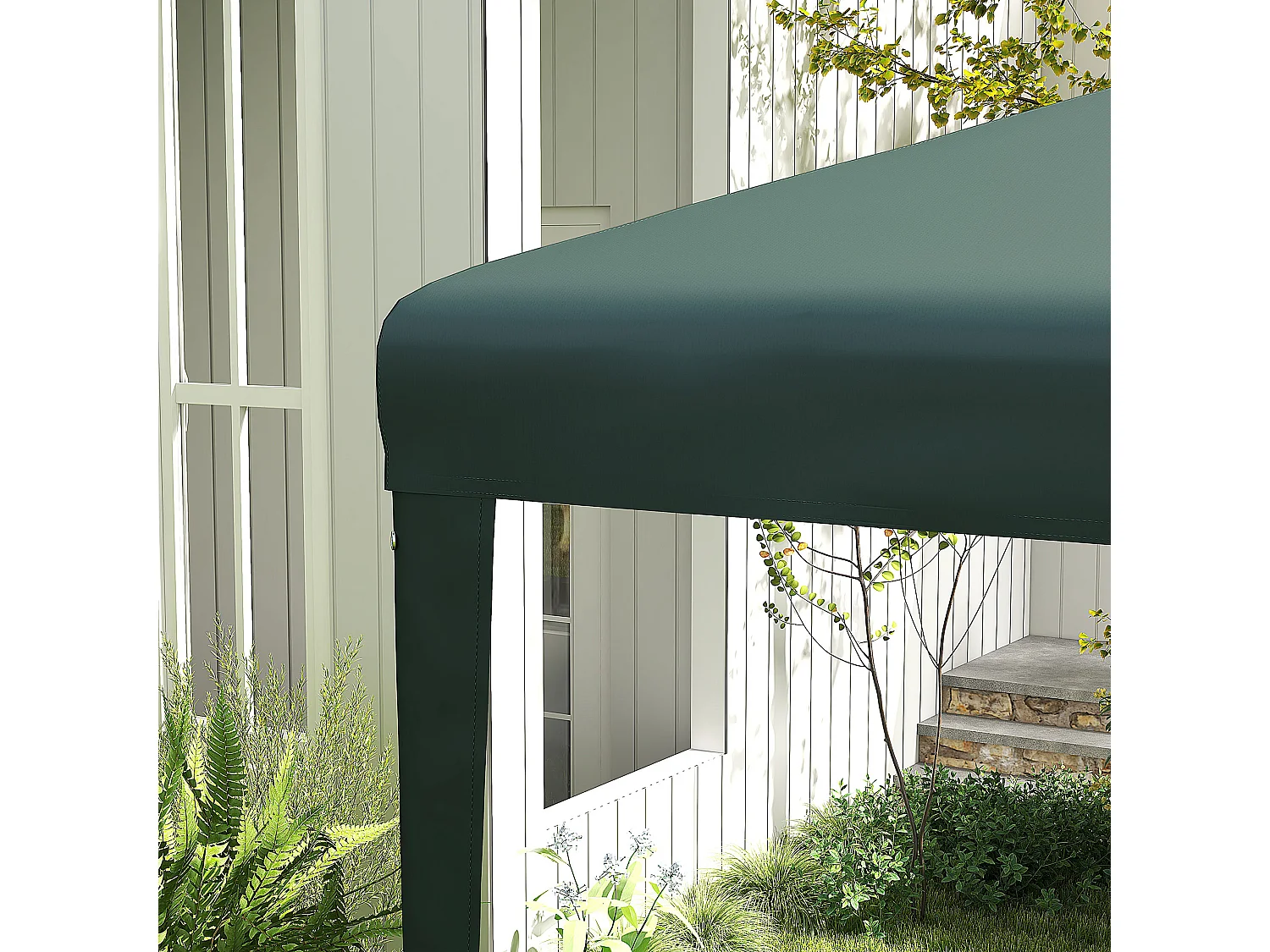 Gazebo da giardino con viti e corde in acciaio pe verde scuro