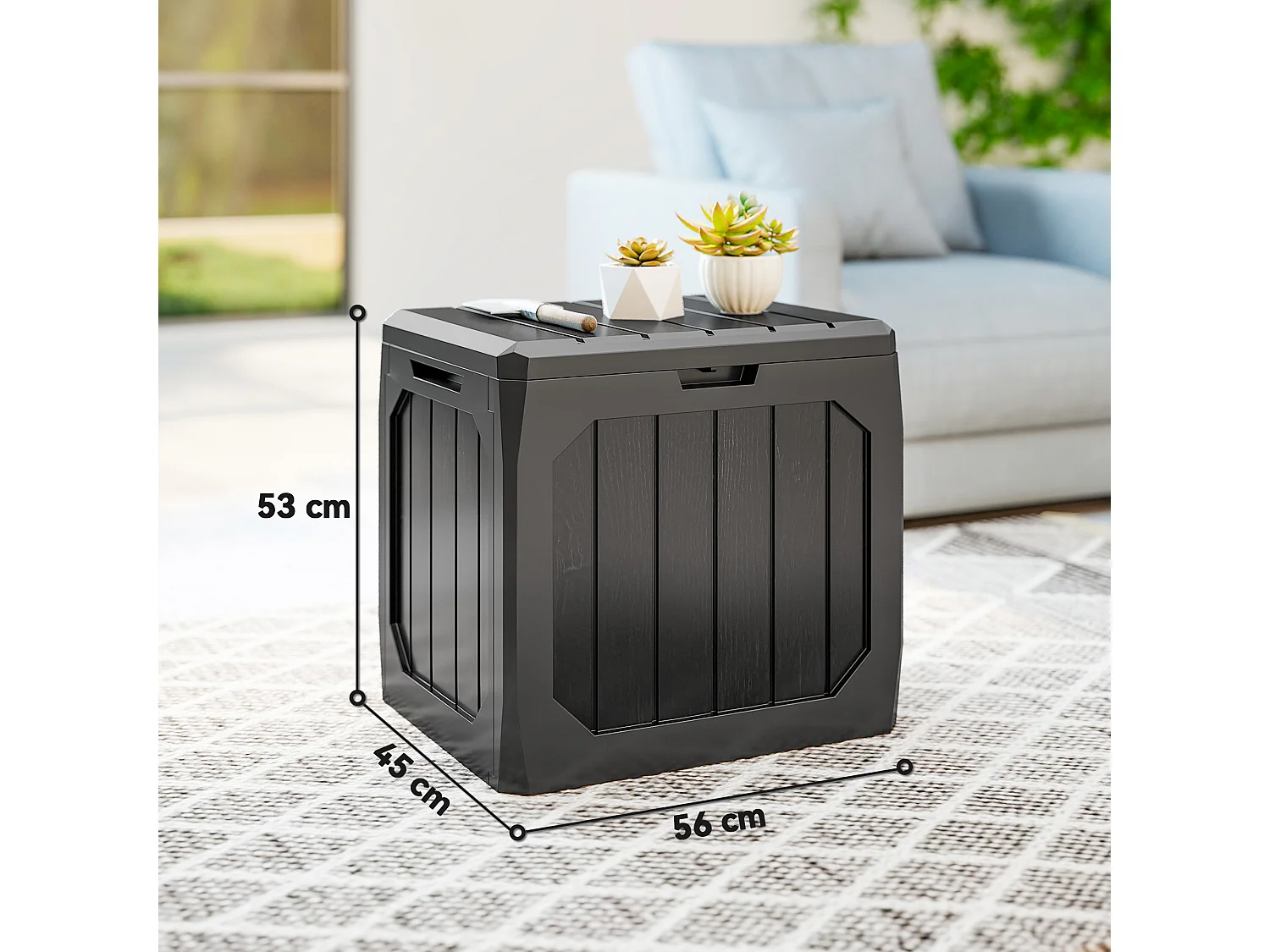 Baule da giardino 121 litri impermeabile in plastica nero