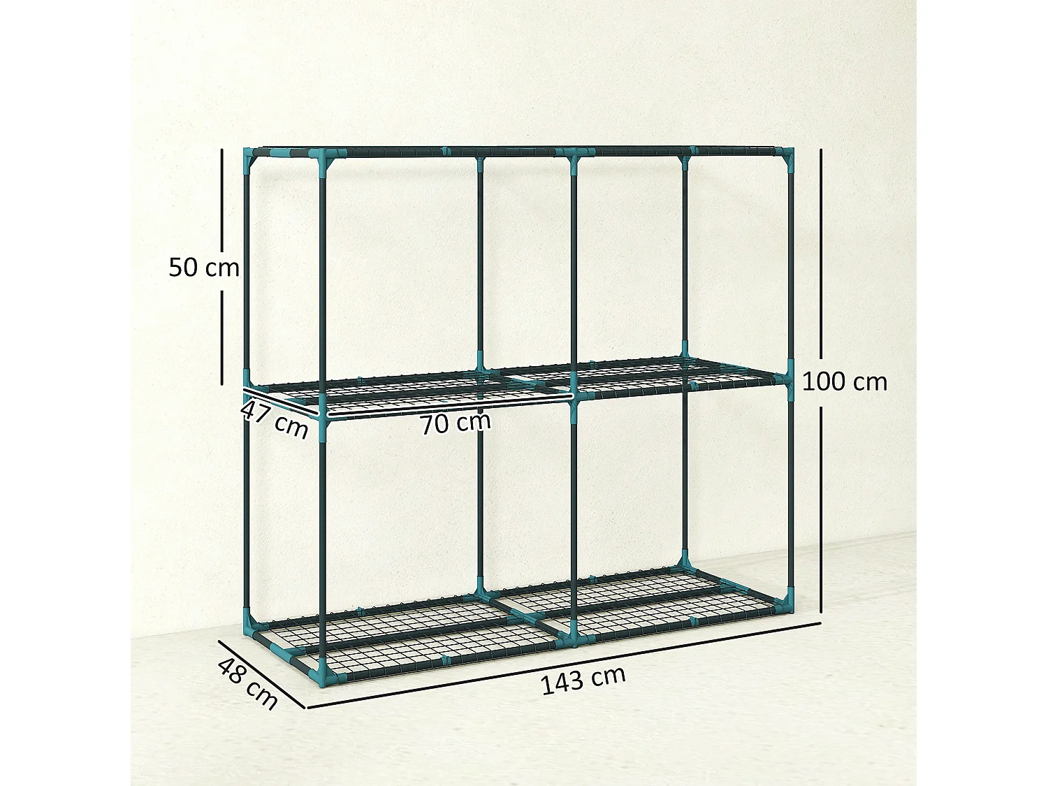 Portapiante a 3 livelli in acciaio e pp 143x48x100 cm verde scuro