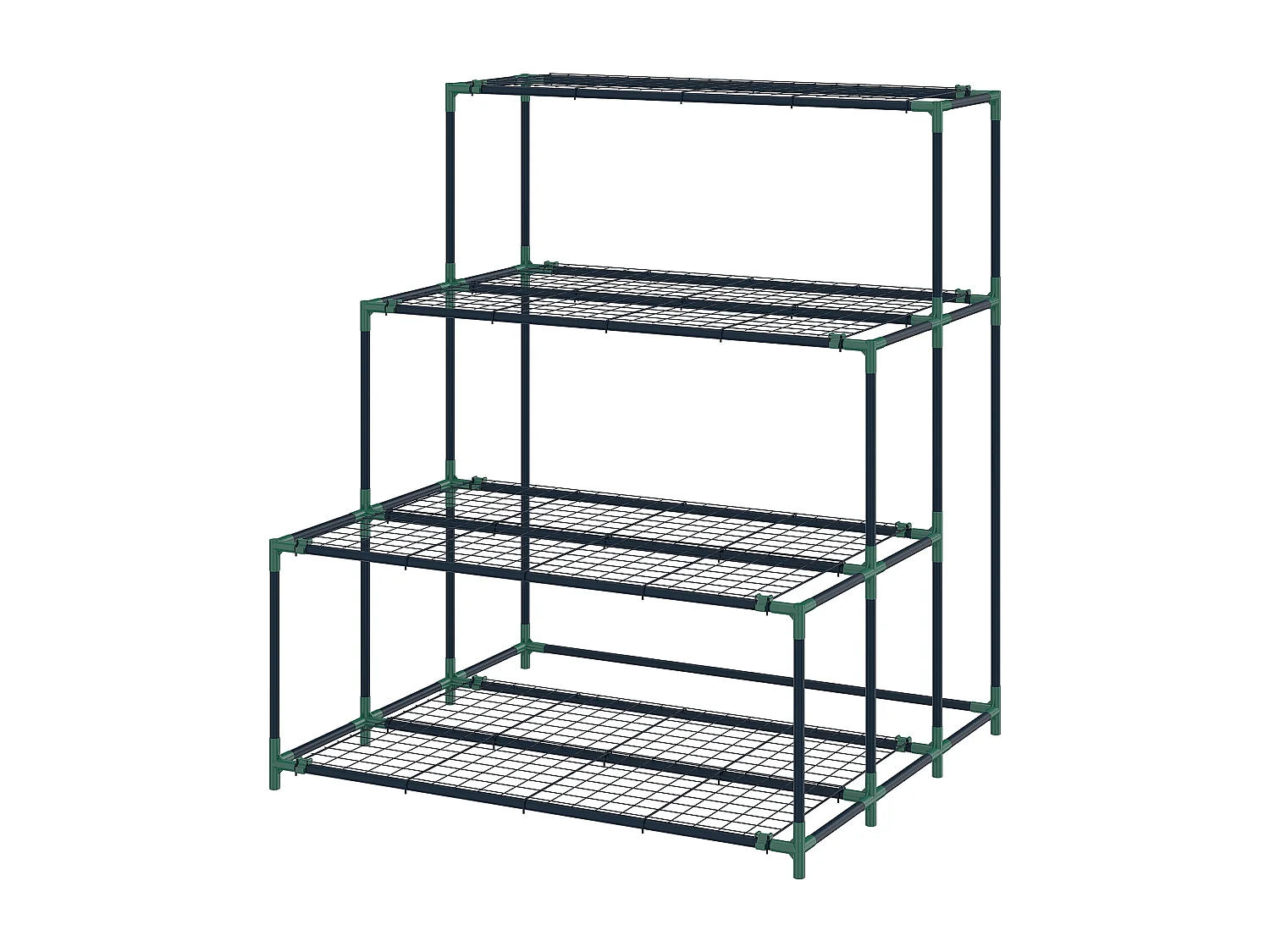 Scaffale porta piante a 4 livelli in acciaio verde scuro
