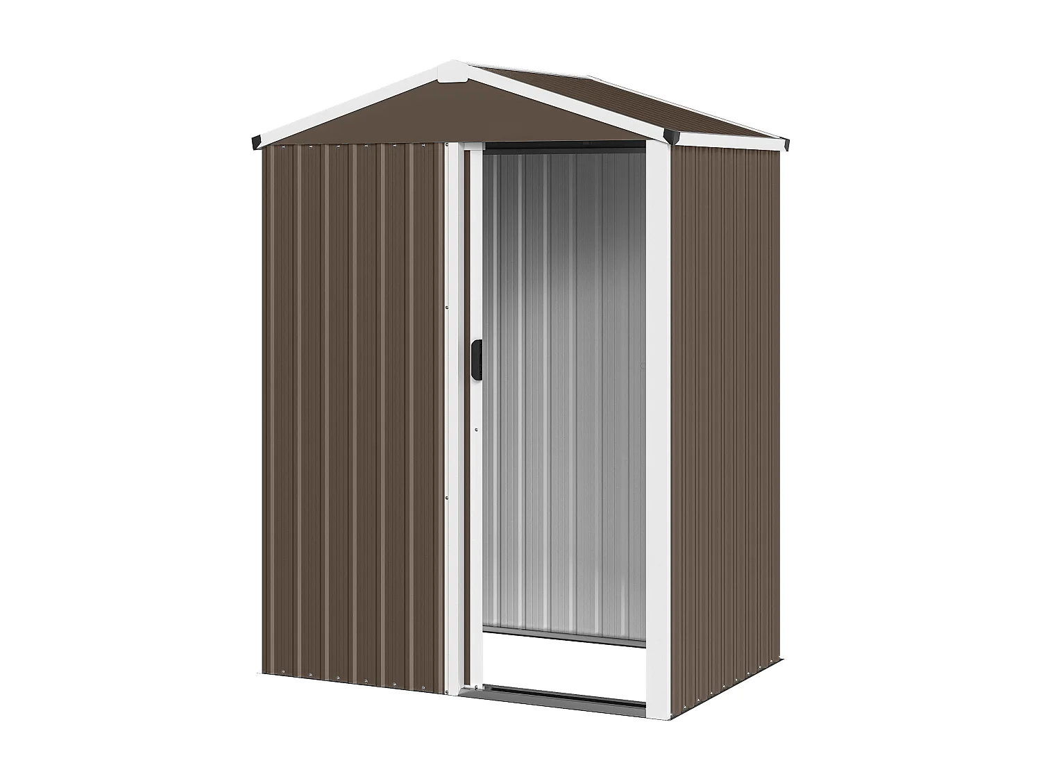 Casetta da giardino con porta scorrevole in acciaio marrone