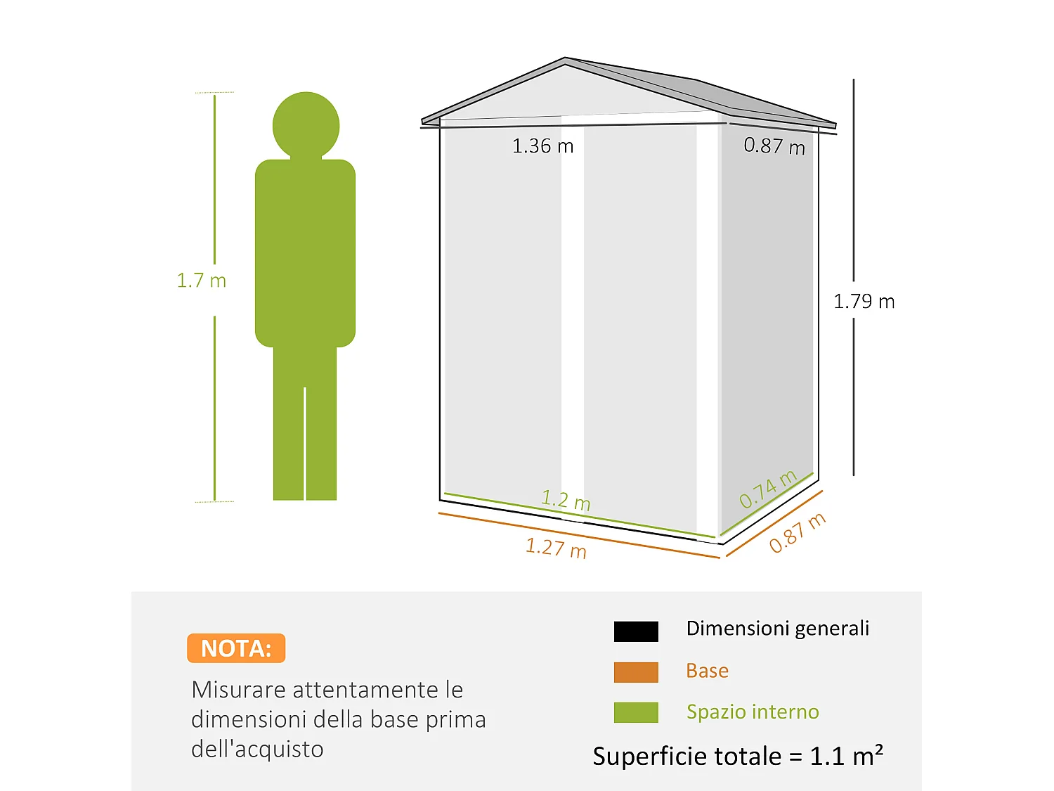 Casetta da giardino con porta scorrevole in acciaio marrone