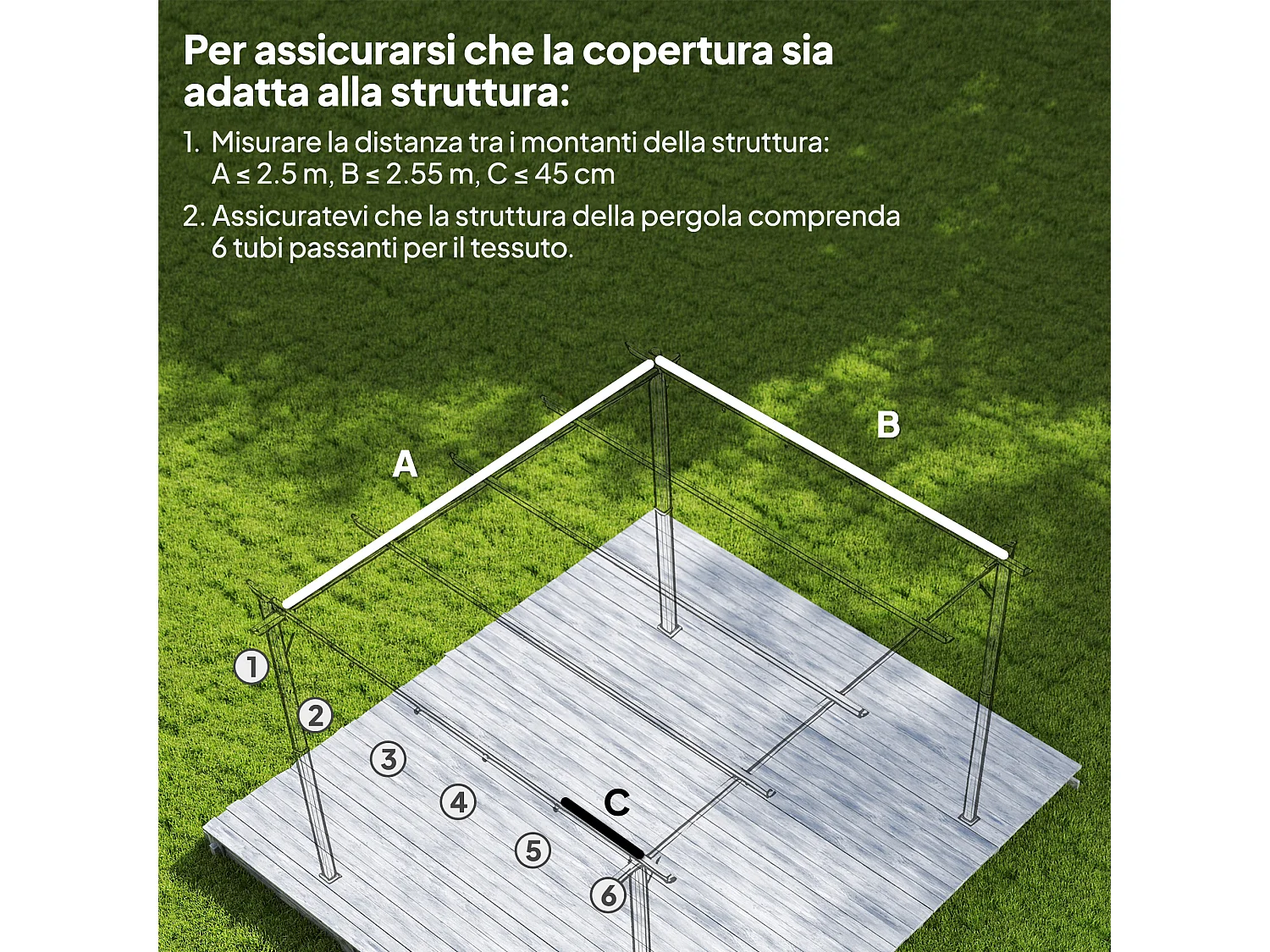 Tetto di ricambio per gazebo pergola 3x3 m poliestere beige