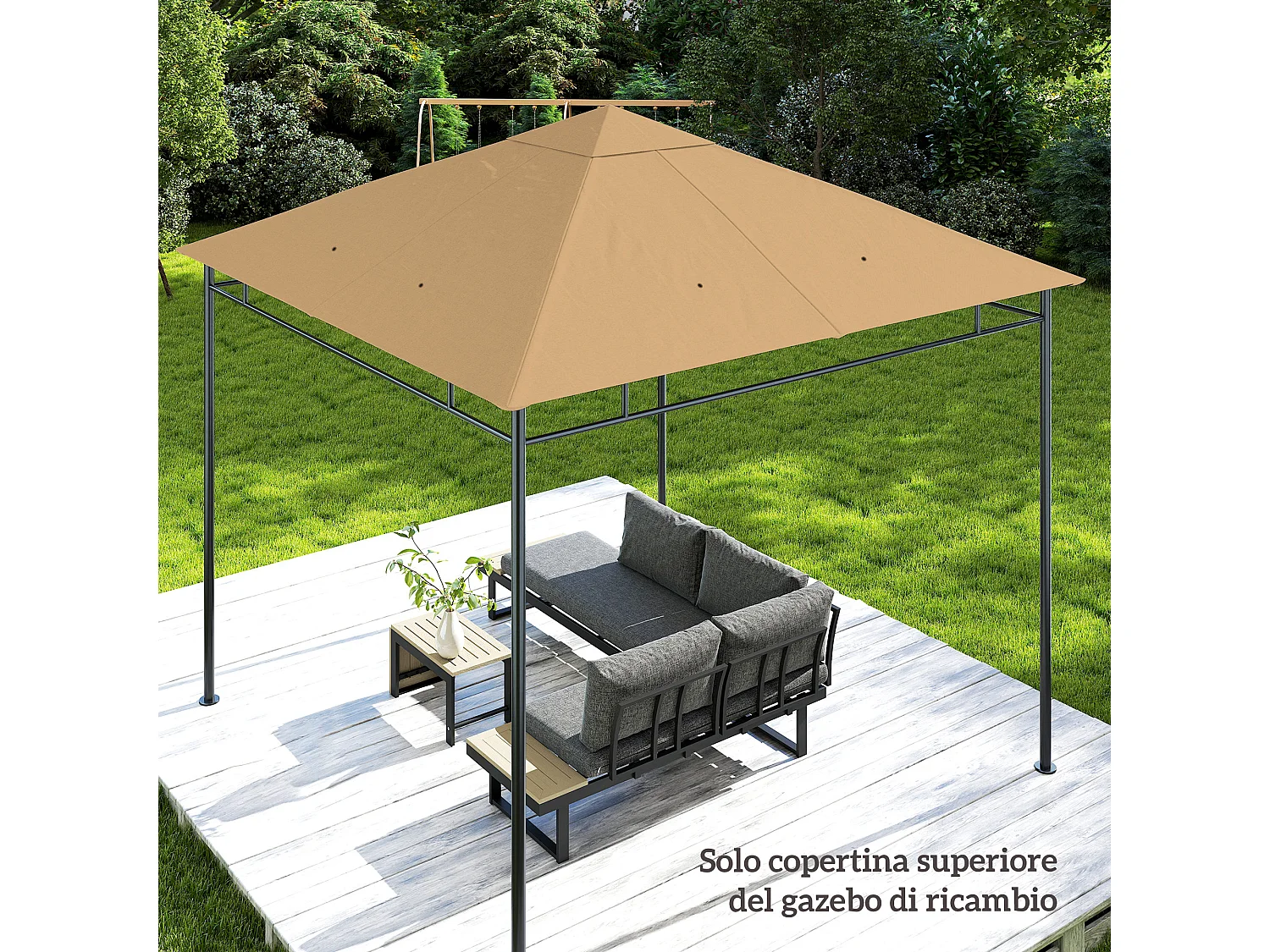 Tetto di ricambio per gazebo da giardino 3x3m in poliestere beige