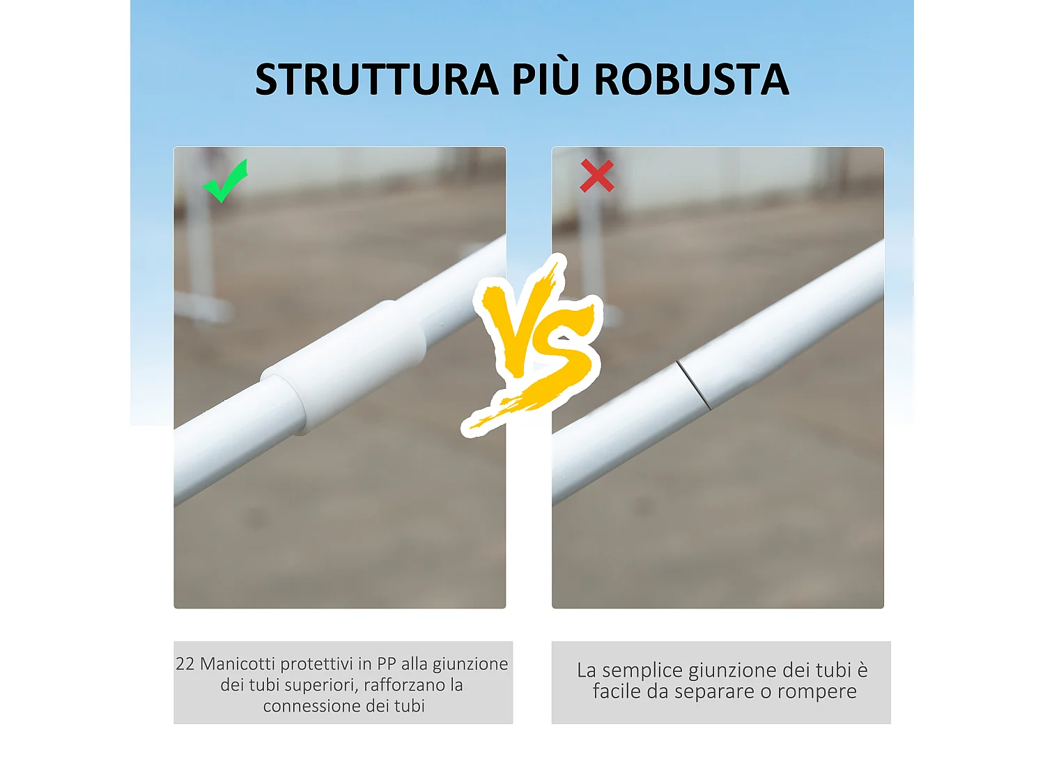 Tendone per feste 6x3m con pareti rimovibili e finestre bianco