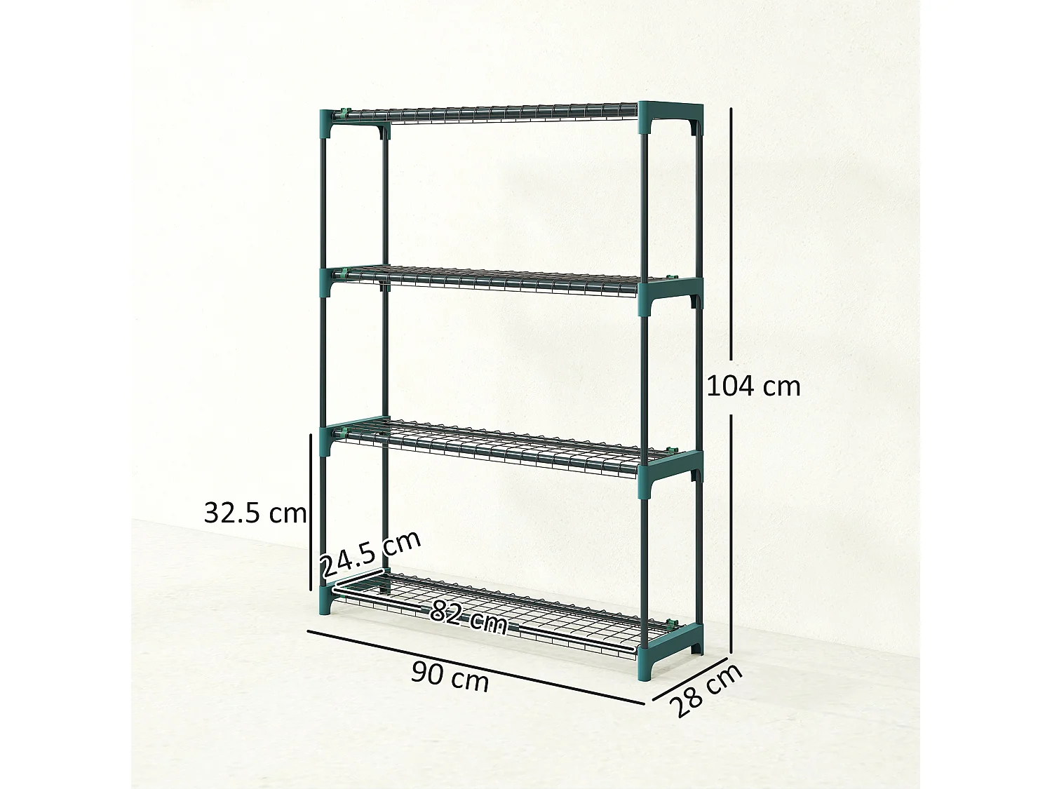 Set 2 scaffali per piante a 4 livelli in acciaio verde