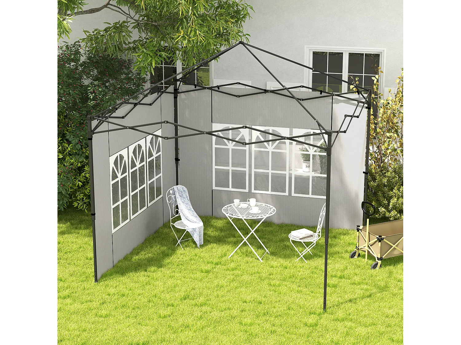 Set 2 pareti laterali per gazebo 3x3 m e 3x6 m in PE e plastica bianco