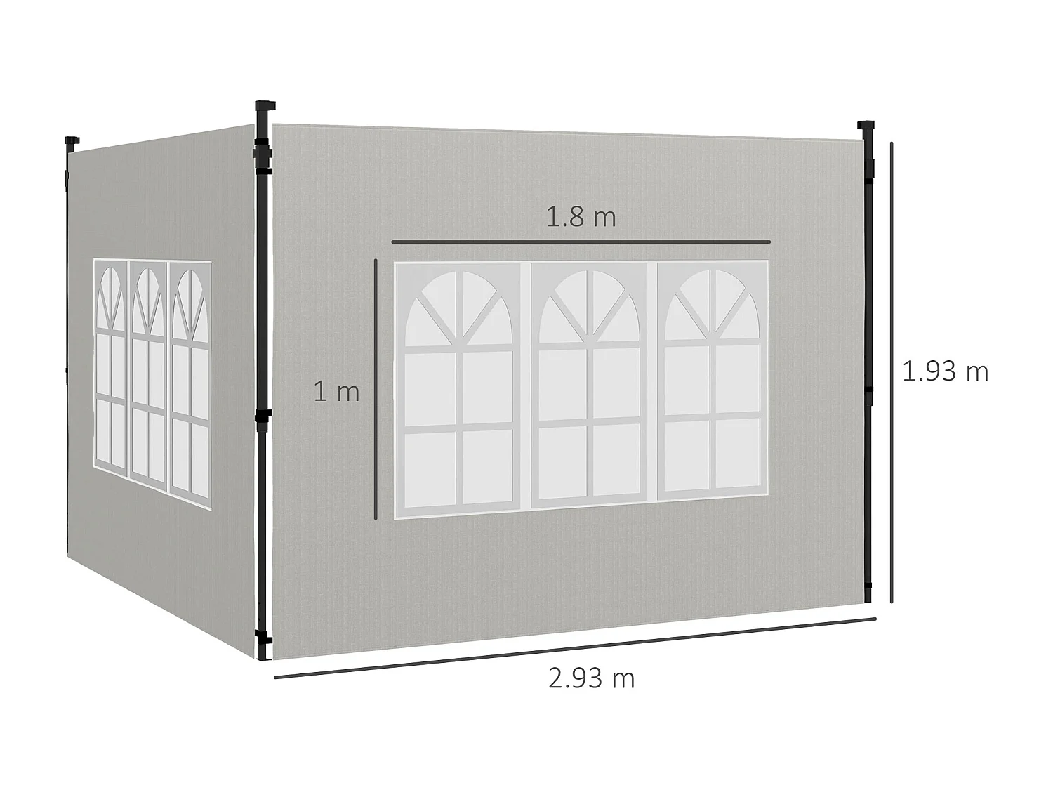 Set 2 pareti laterali per gazebo 3x3 m e 3x6 m in PE e plastica bianco