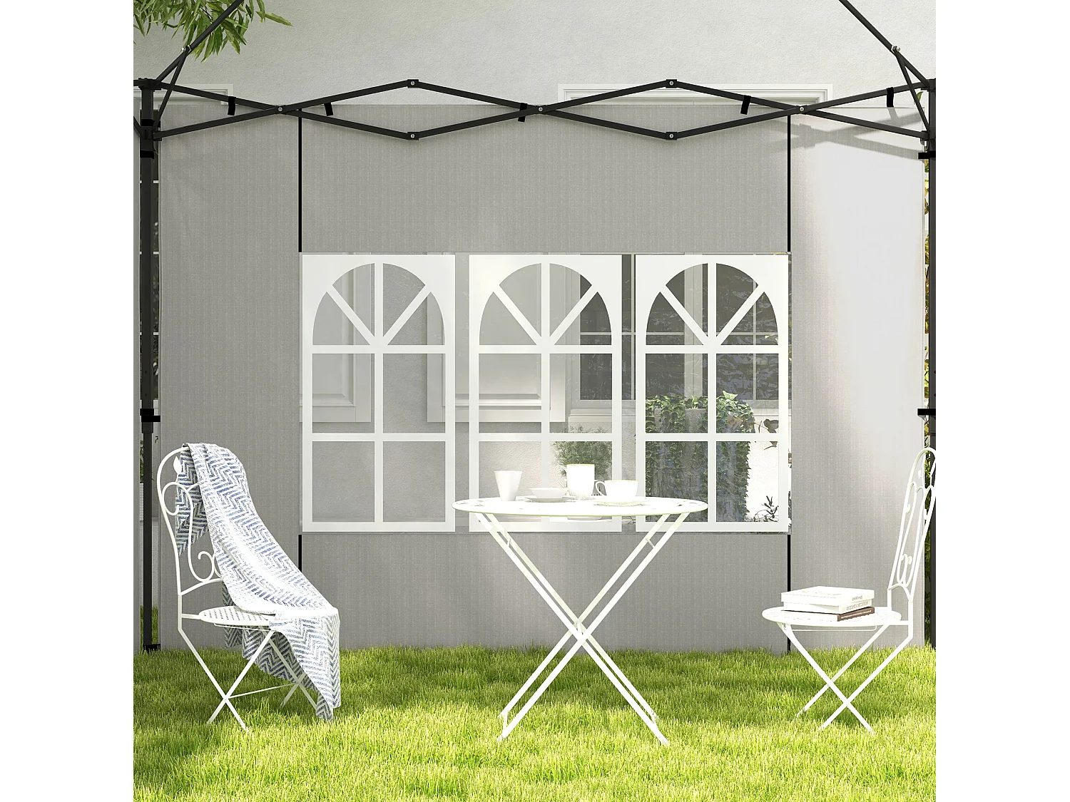 Set 2 pareti laterali per gazebo 3x3 m e 3x6 m in PE e plastica bianco
