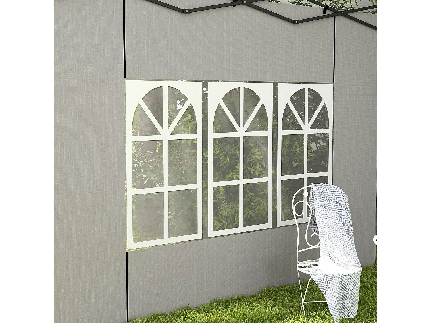 Set 2 pareti laterali per gazebo 3x3 m e 3x6 m in PE e plastica bianco