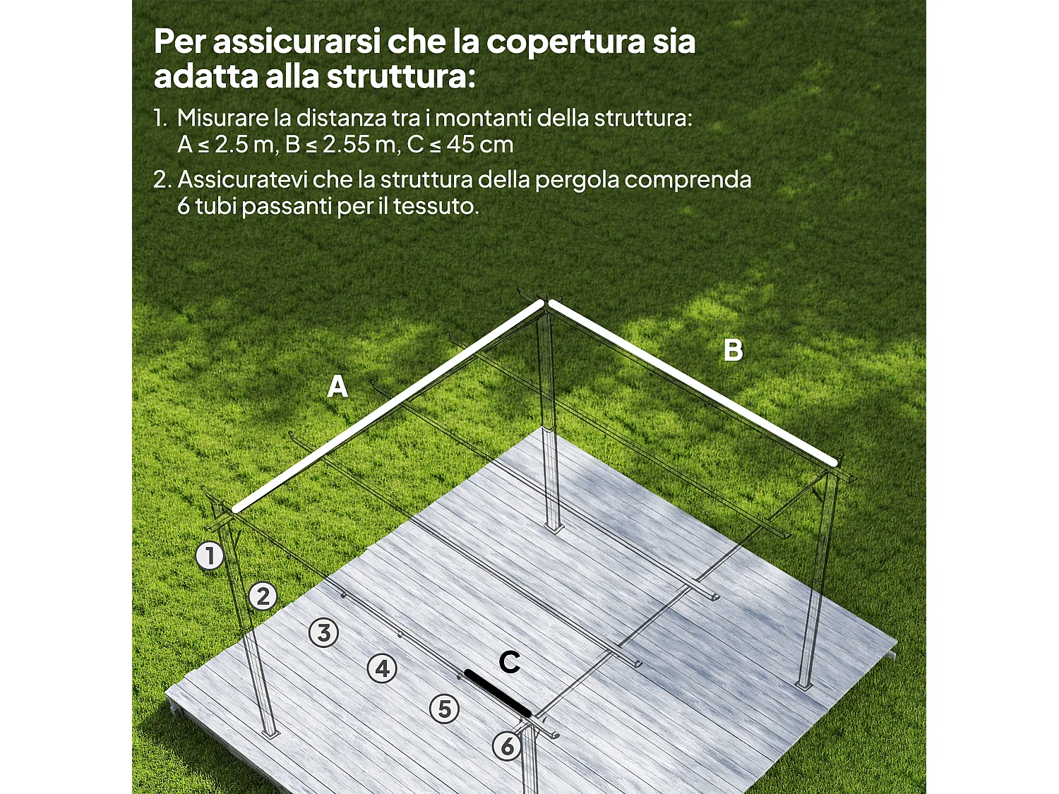Tetto di ricambio per gazebo pergola 3x3 m poliestere bianco crema